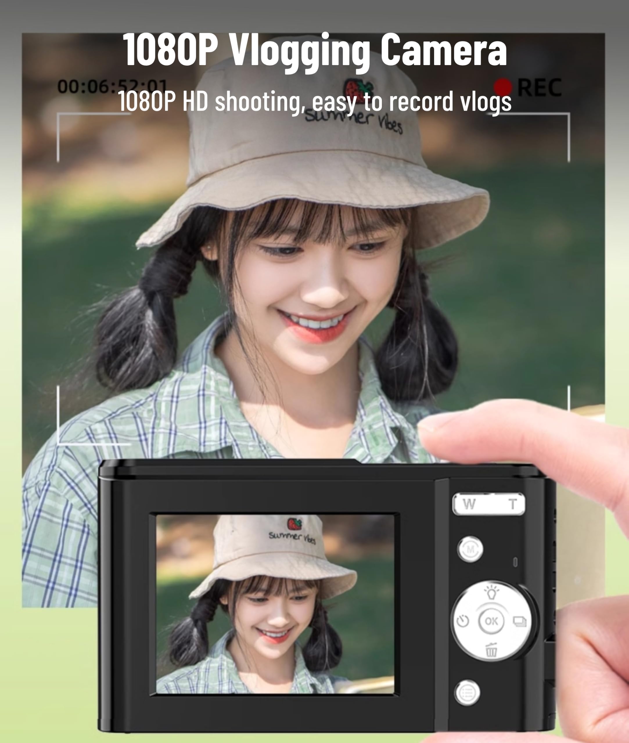 Digital Camera, 1080P 48MP Compact Point and Shoot Camera, Kids Cameras for Photography, 16X Digital Zoom, 2.4 Inch Display, for Students Teens Adults Girls Boys (Star Black) 6