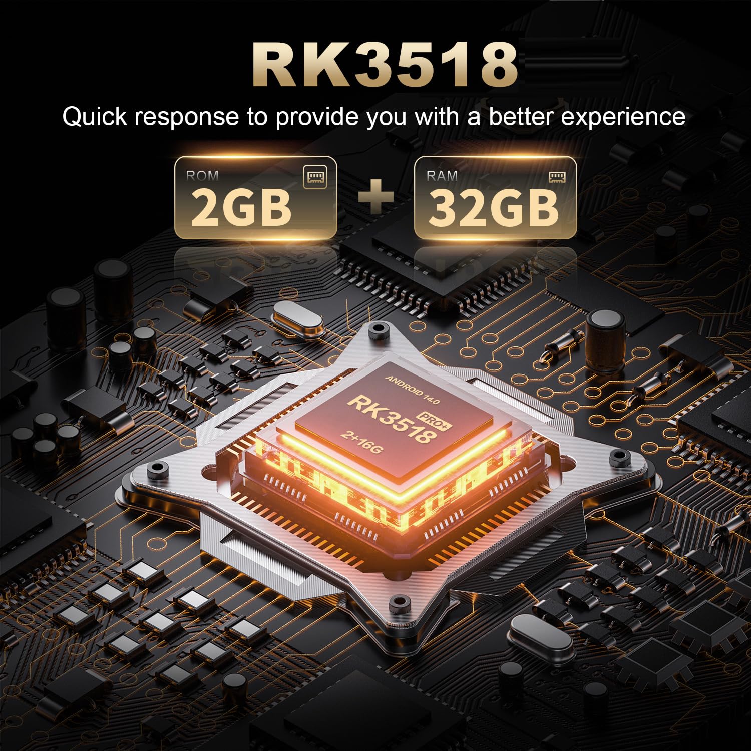 Android TV Box 14.0, 2025 Android Box RK3518pro 2GB 16GB Support 4K 8K WiFi 6 2.4G/5.8G Dual-Band WiFi HDR10+ 100M Ethernet Bluetooth 5.0 USB 3.0 Smart Box with Voice Remote Control 3