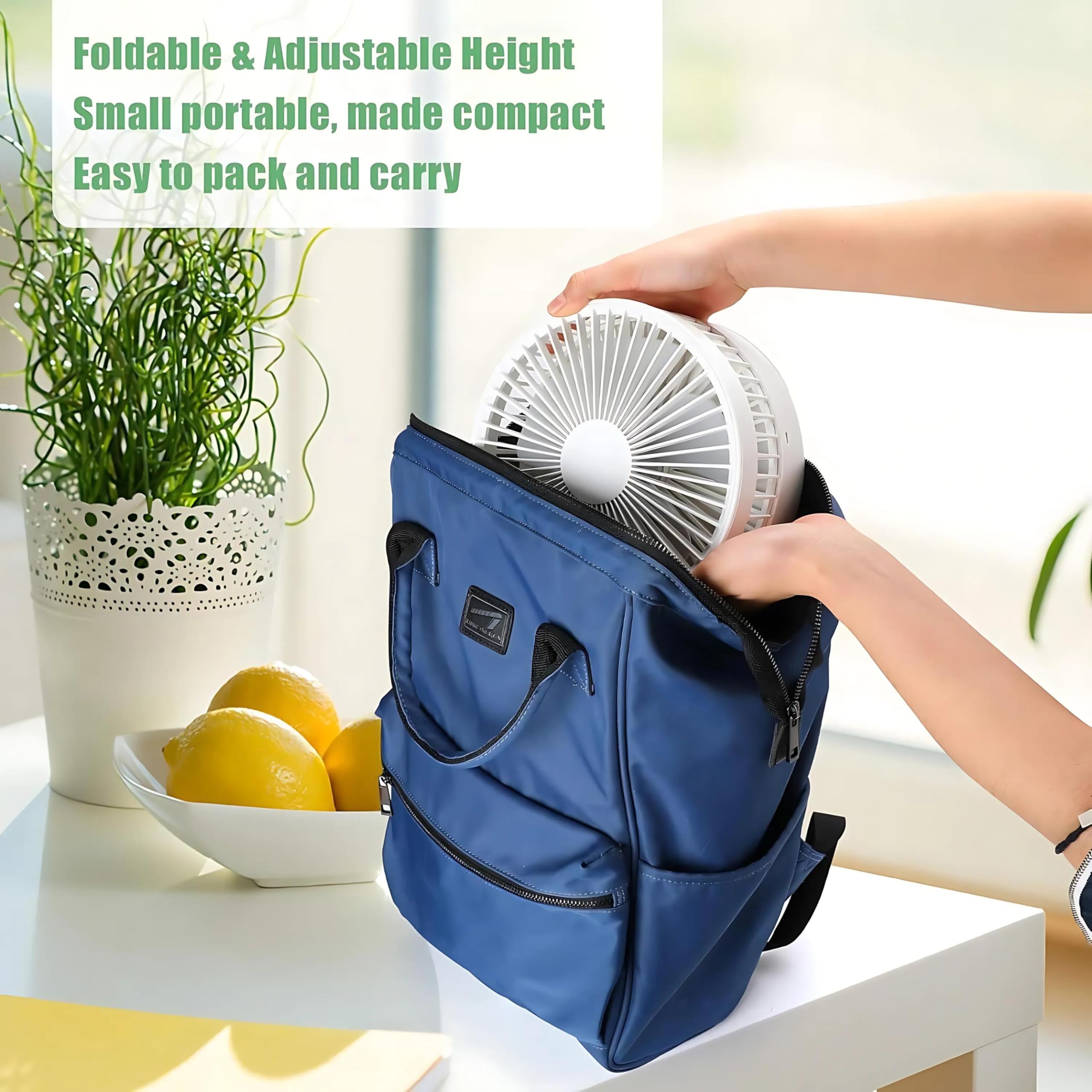 Mabron Upgraded Oscillating Fan Height Adjustable Folding & Portable Fan Rechargeable Battery Operated Fan with 4 Speeds Strong Wind for Home Travel Camping Fan-𝟏𝟓 𝐘𝐞𝐚𝐫𝐬 𝐖𝐚𝐫𝐫𝐚𝐧𝐭𝐲 3