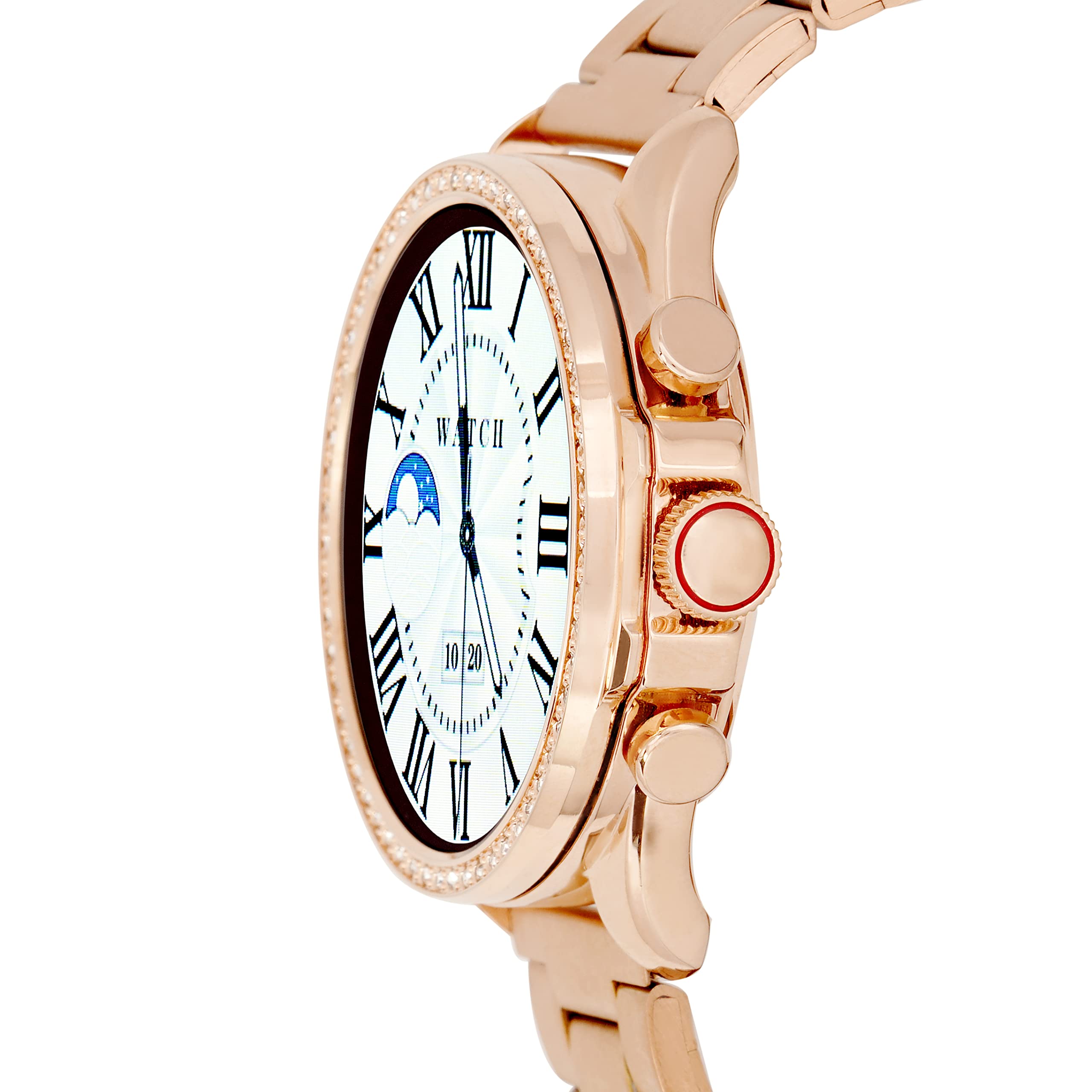 ALPHABITA Stainless Steel Glorious Women's Rose Gold Smart Watch Talk 2 Bluetooth Calling Smartwatch With 3 Button, Hands On Voice Assistance Hd Display, 14 Sports Modes With Puple Belt (Rose Gold) 4