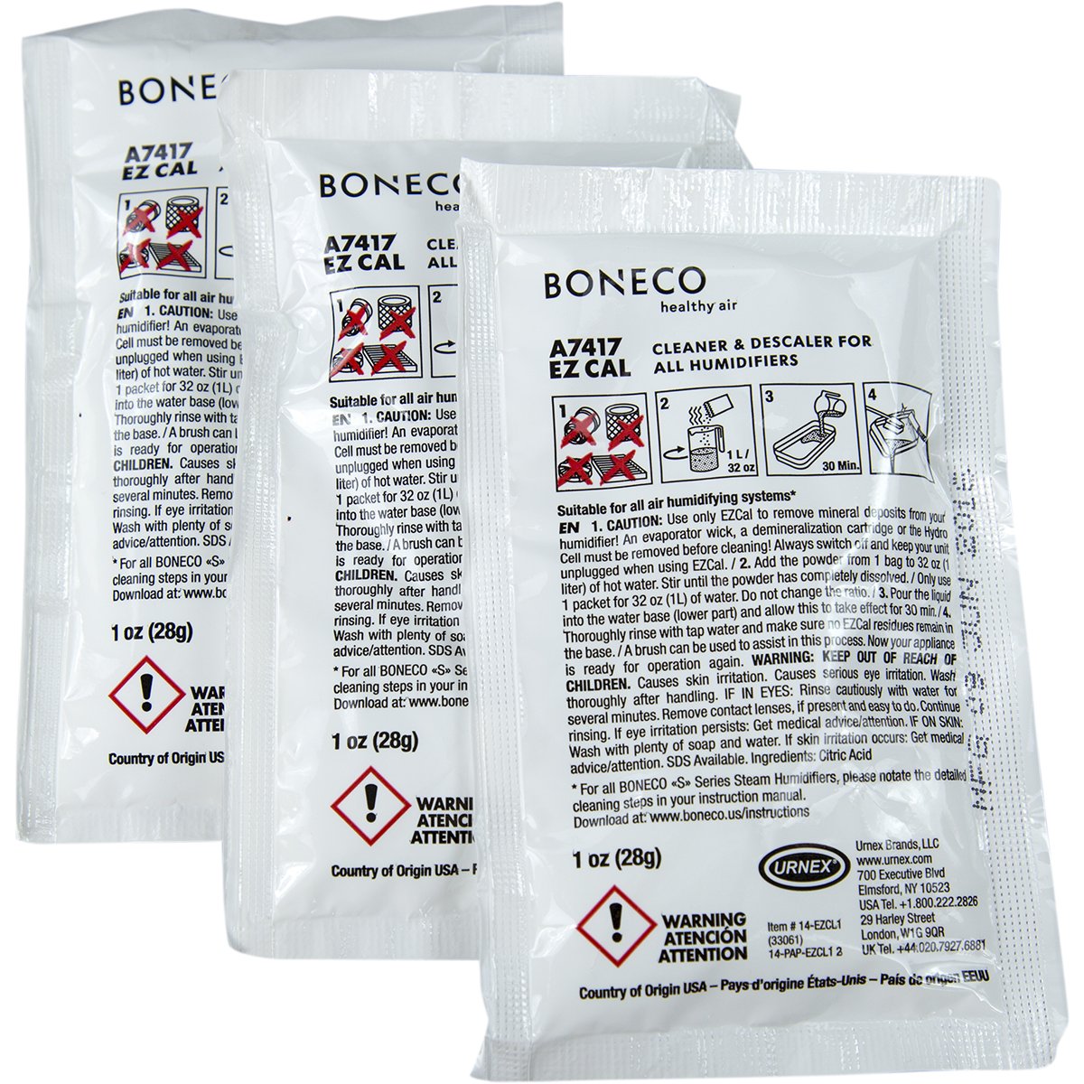 BONECO EZCal 7417 Humidifier Cleaner & Descaler, 3 pack,White 3