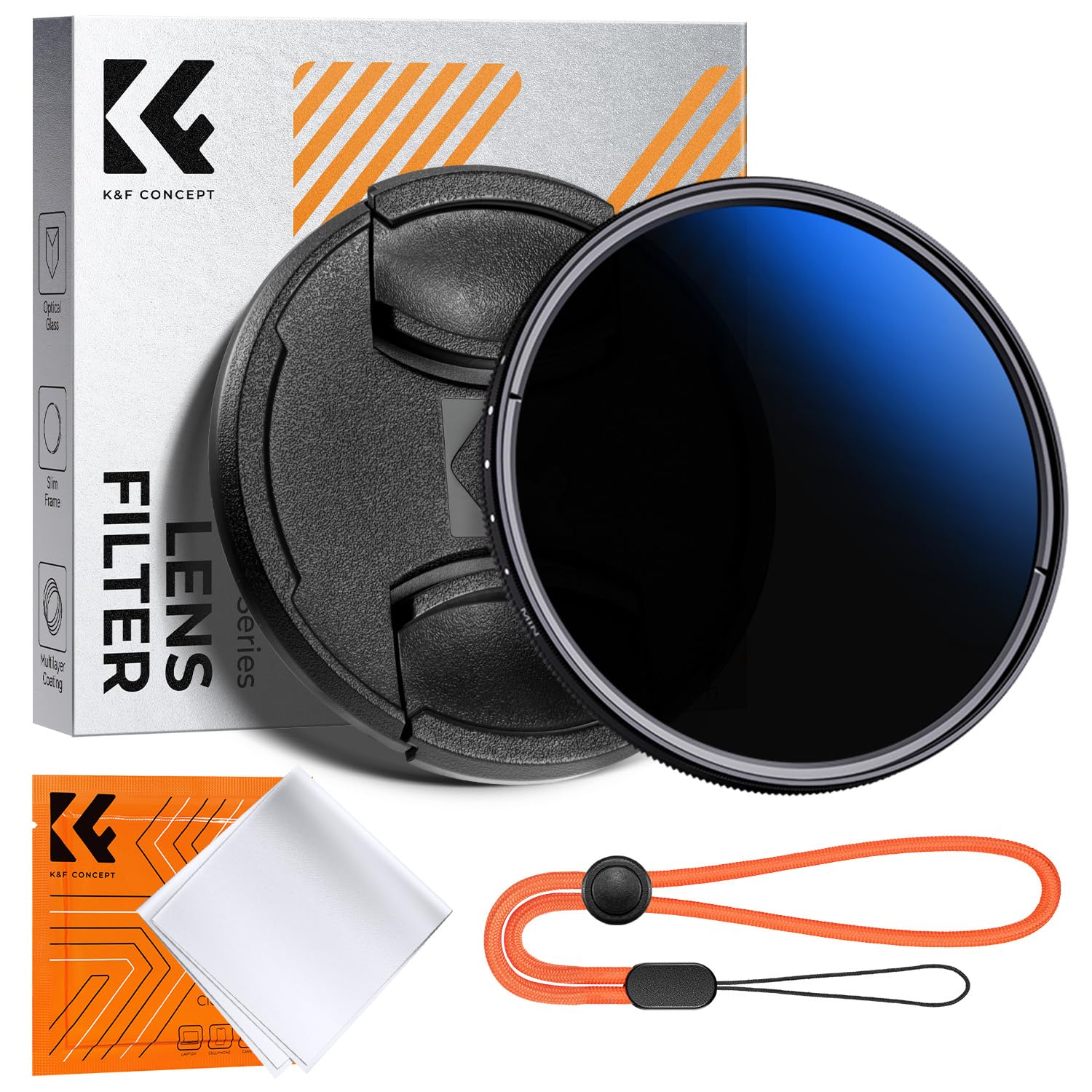 K&F CONCEPT 58mm Variable ND2-400 Lens Filter+Filter Cap+Cleaning Cloth 1