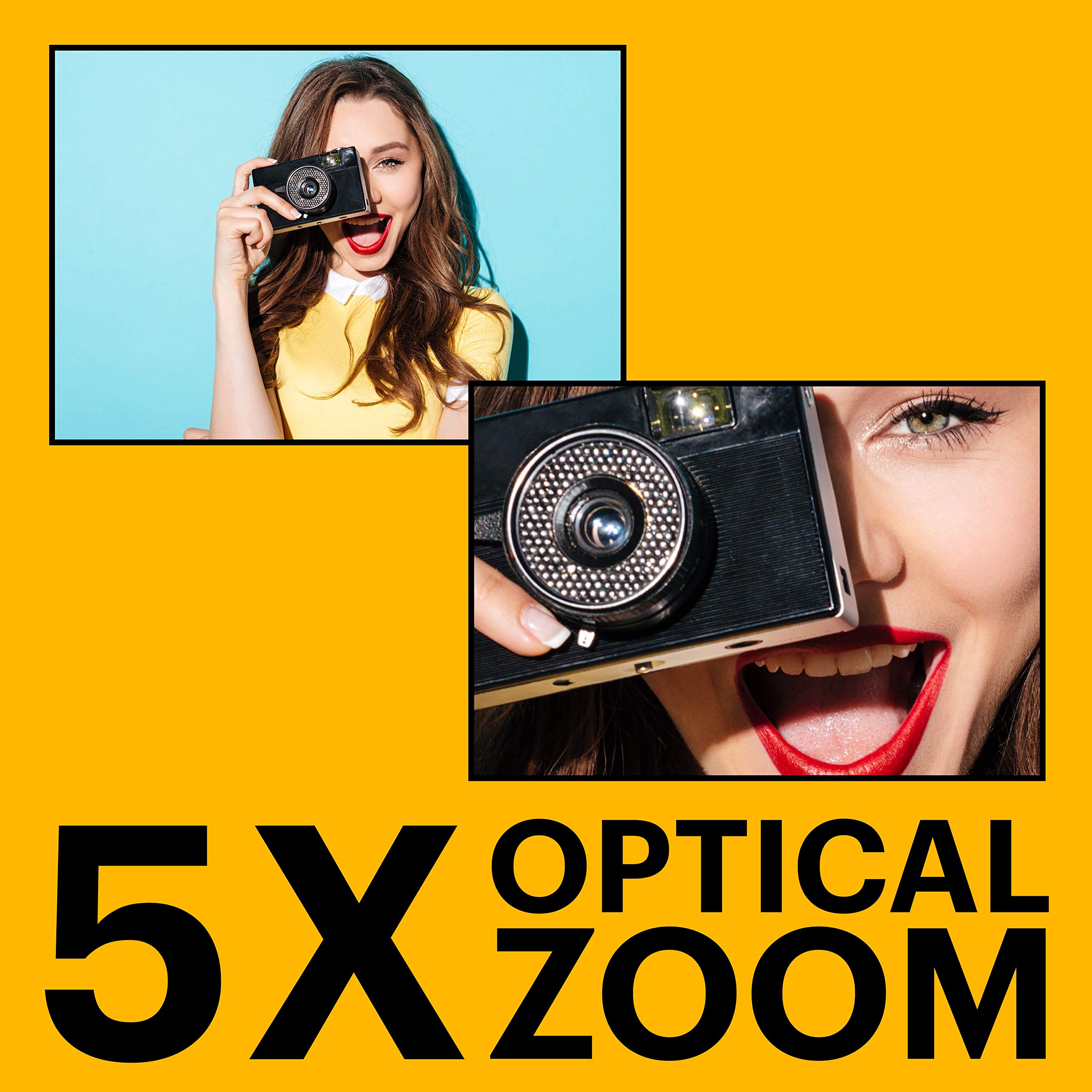 KODAK PIXPRO FZ55-BL 16MP Digital Camera 5X Optical Zoom 28mm Wide Angle 1080P Full HD Video Li-Ion Battery 2.7" LCD Vlogging Camera (Blue) 3