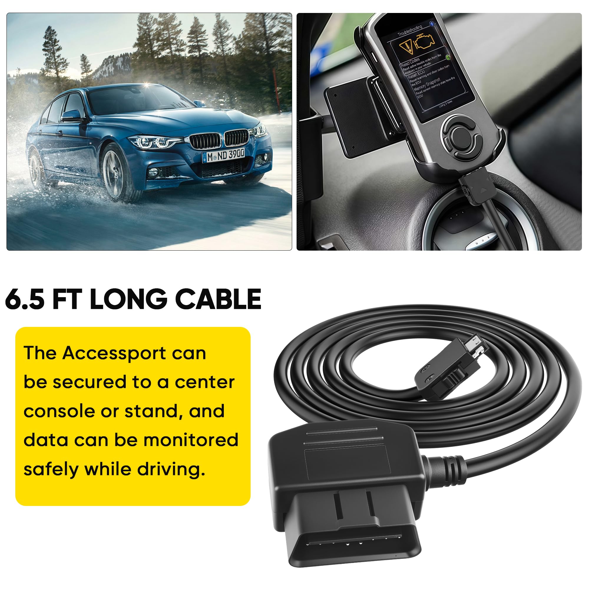 Plozoe Access Port OBD2 OBDII Cable Compatible with Cord V3 Sub-aru Ford VW WRX STI Focus Evo BMW Fits All Cars that use V3 Accessports 6.5 ft 3