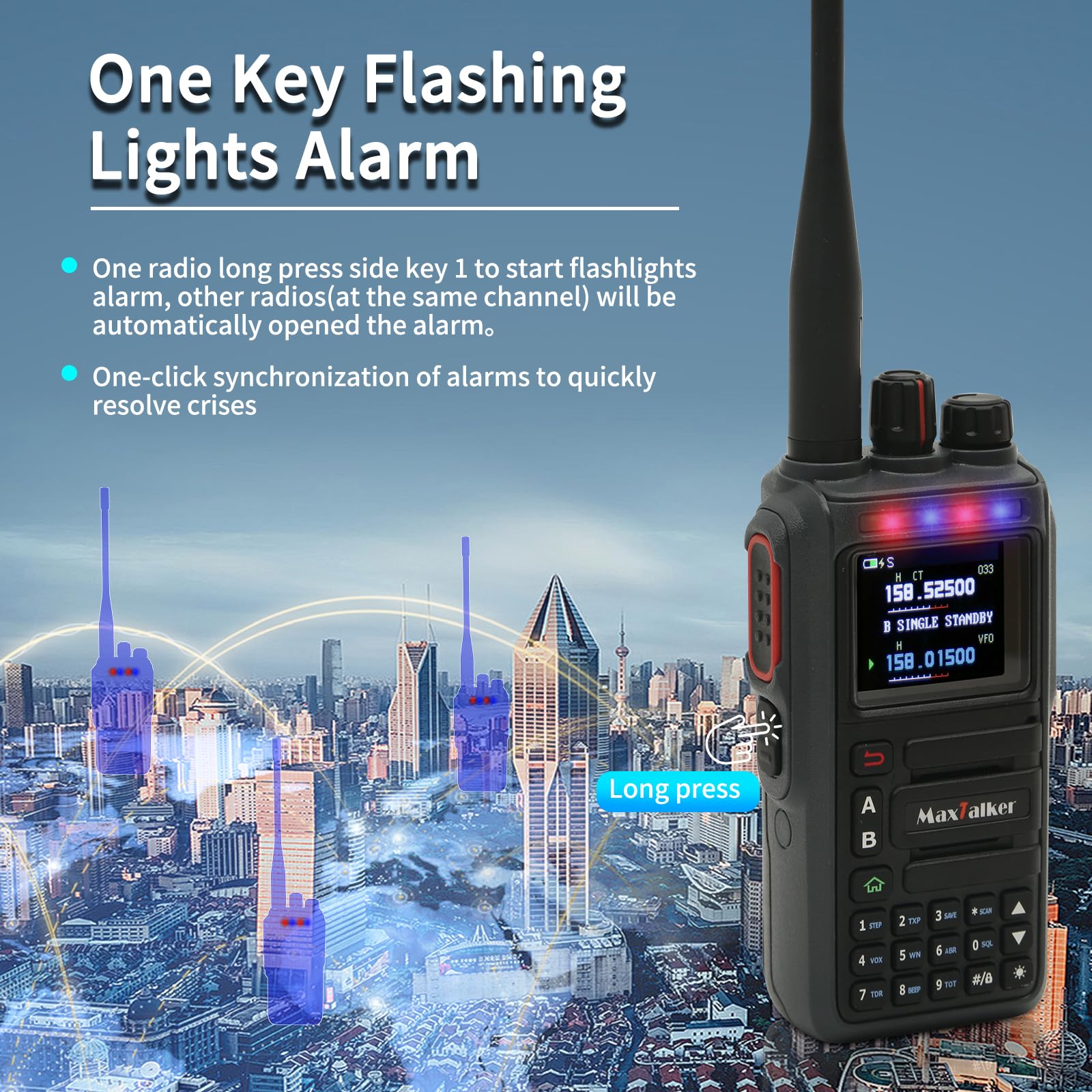 GMRS Ham Radios Long Range: MaxTalker TK-W60 Rechargeable 2 Way Radio Long Range Waterproof Ham Radio Handheld, AM/FM/NOAA/UHF/VHF Radio, Walkie Talkies for Adults 2 Pack 4