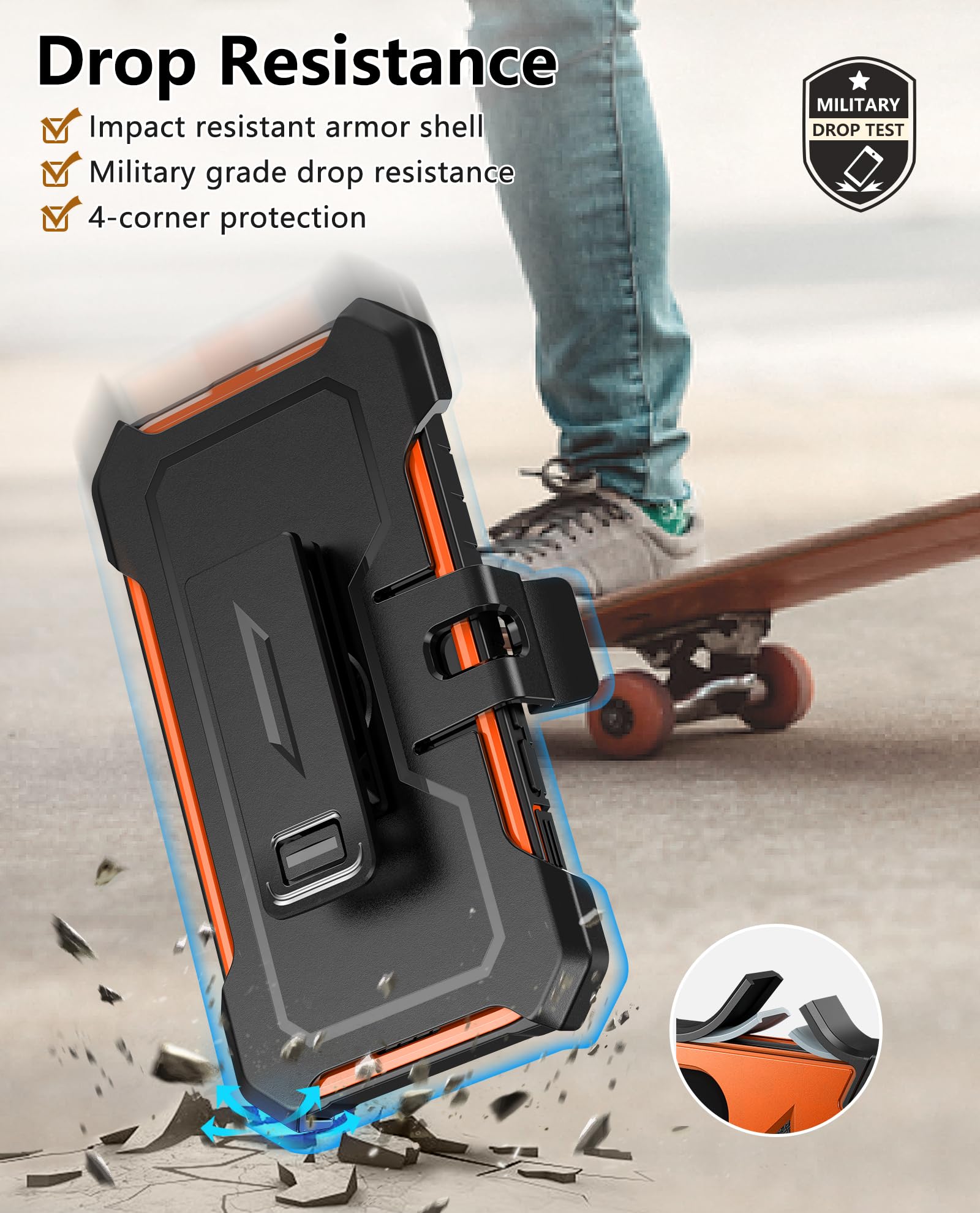 for iPhone 13/14/15 Phone Case: for iPhone 16e Protective Cover with Belt Clip Holster | Durable Dual-Layer Design with Built-in Kickstand | Heavy Duty Military Grade Hard Protection Shock Proof 5