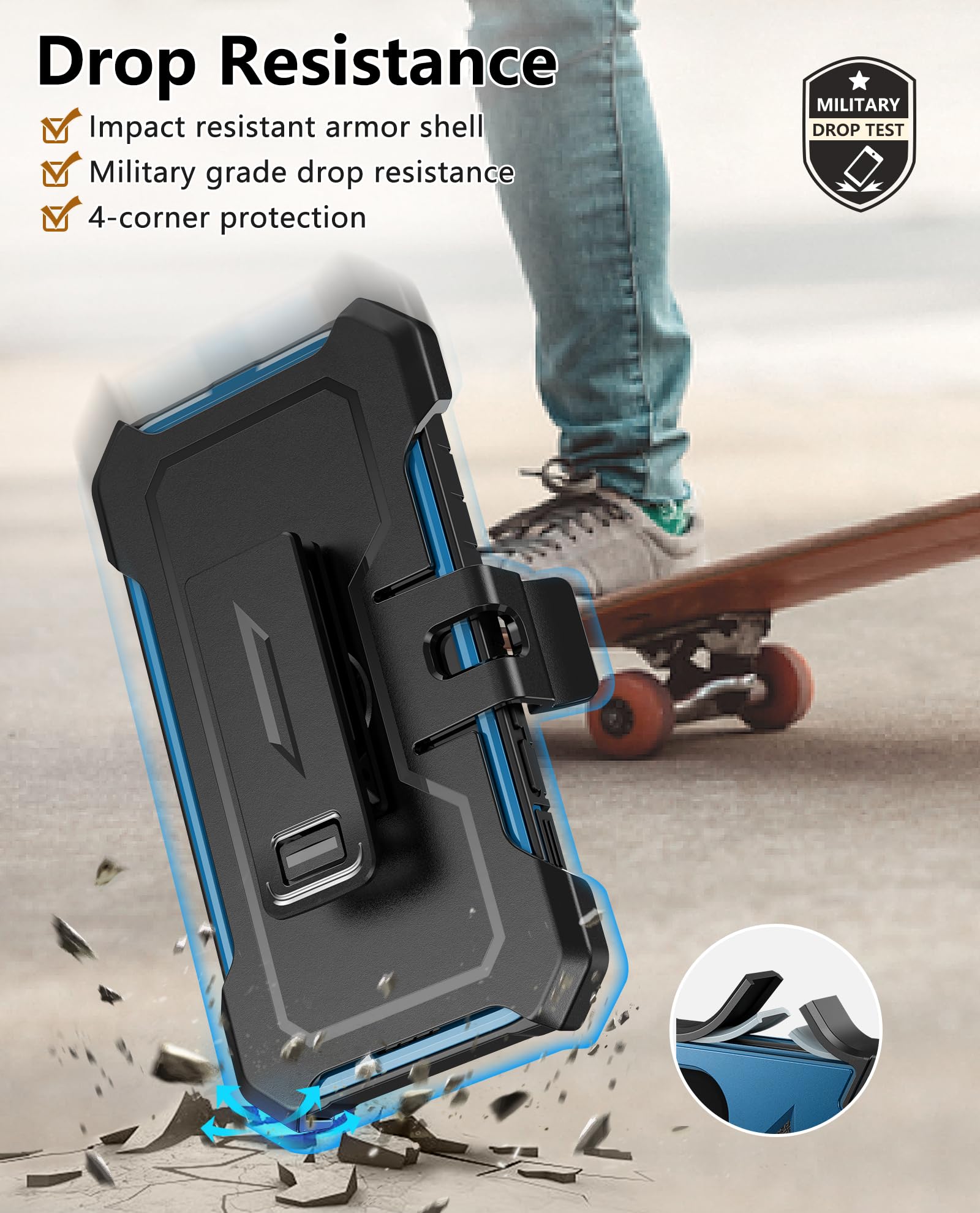 for iPhone 13/14/15 Phone Case: for iPhone 16e Protective Cover with Belt Clip Holster | Durable Dual-Layer Design with Built-in Kickstand | Heavy Duty Military Grade Hard Protection Shock Proof 4