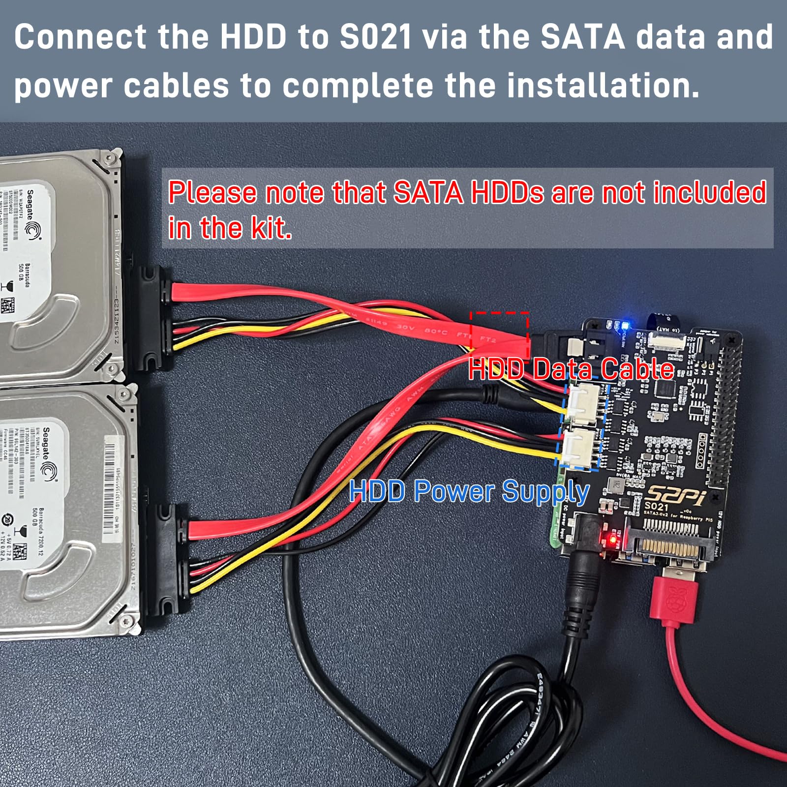 GeeekPi S021 SATA 3.0x2 for Raspberry Pi 5, with Active Cooler and 12V 6A Power Supply 4