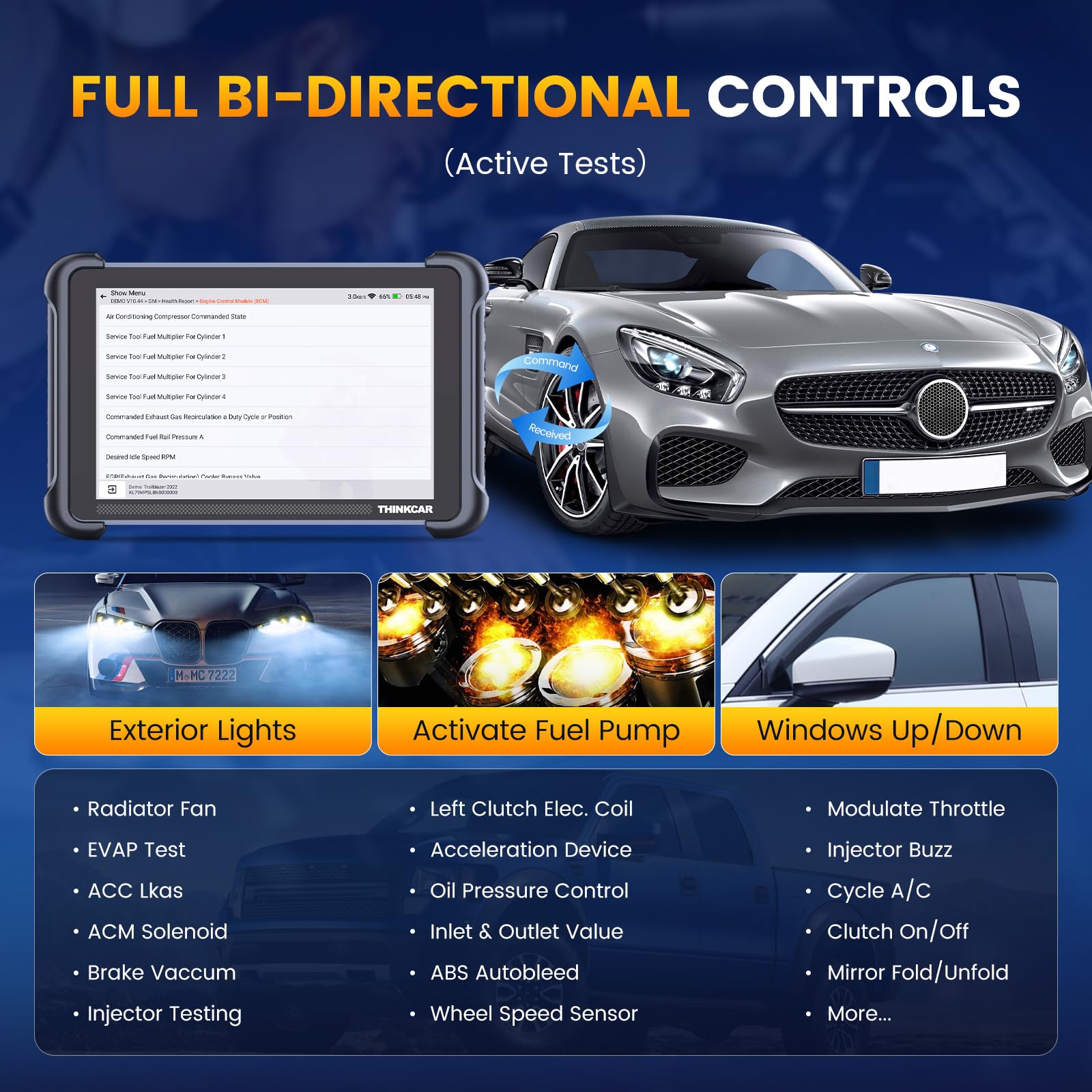 THINKCAR Car Scanner With12+8 Pin Connector, THINKSCAN 689BT All System Automotive Diagnostic Tool, Bi Directional OBD2 Scanner with ECU Coding, 34 Services, FCA Autoauth, CANFD and DoIP, Wireless Upd 4