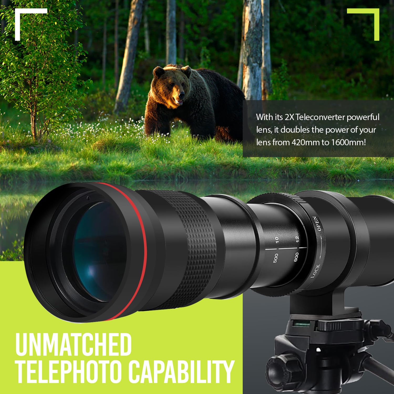 High-Power 420-1600mm f/8 Manual Telephoto Lens for Nikon Z5, Z6, Z6 II, Z7, Z7 II, Z8, Z9, Z30, Z50, Zf, Zfc Mirrorless Cameras 3