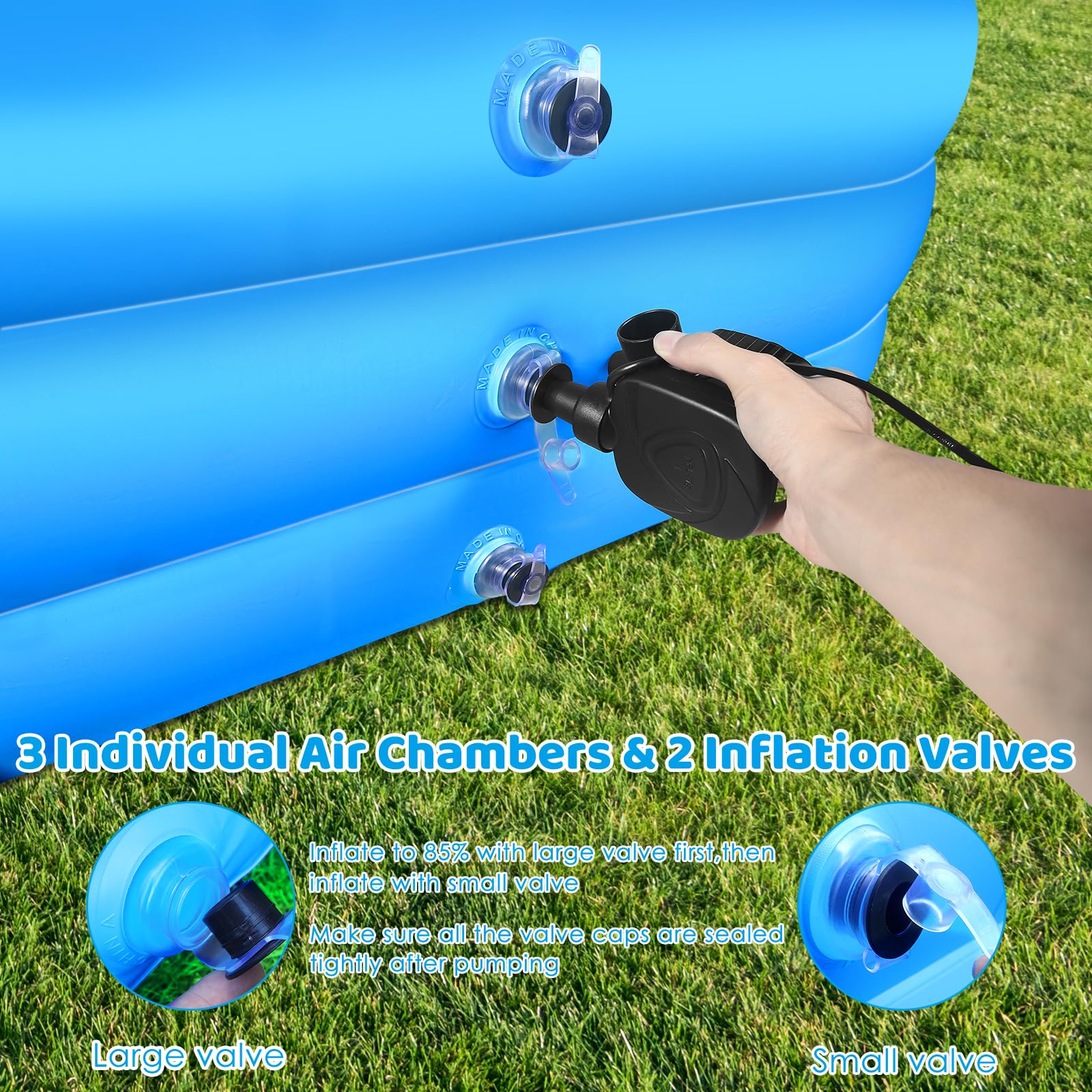 efubaby Inflatable Pool, Full-Sized Swimming Pools 10 ft Blow up Pool Inflatable Pools for Adults Kids Pool for Backyard Pools for Kiddie, Adult Ages 3+ Backyard Ground Outdoor Garden Light Blue 3