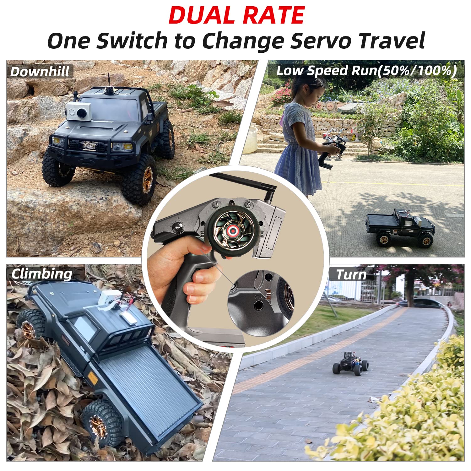 Radiolink RC6GS V3 2.4Ghz 7 Channels RC Transmitter and Receiver R7FG&R4FGM Gyro RX Volt Telemetry Long Range, Surface Radio Controller for RC Car Boat Crawler Truck Buggy Mini Car 6