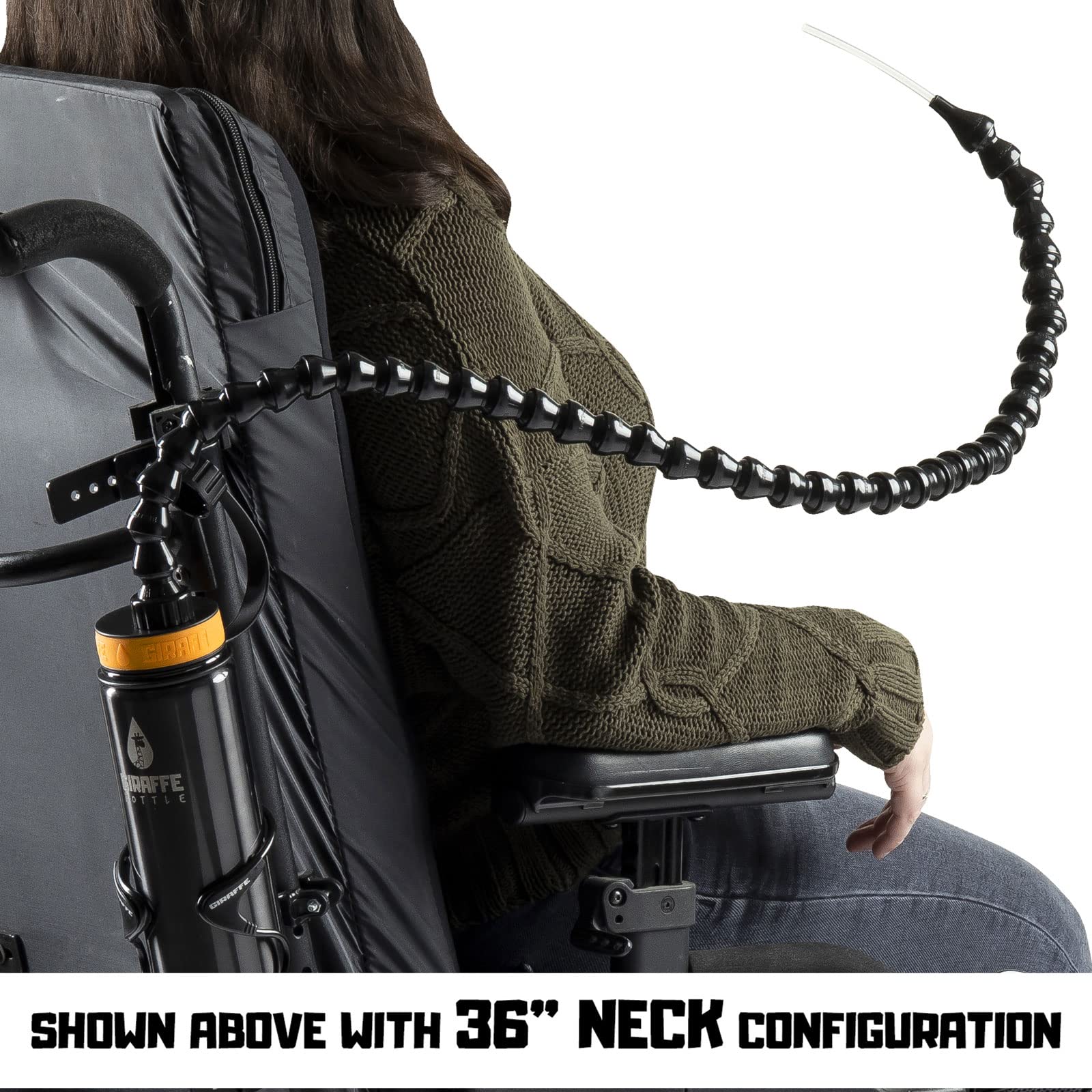 Giraffe Bottle Tower Hands Free Drinking System, Insulated Stainless Steel Bottle, with Round Tube Mounted Bottle Holder (Length 36 in / 91 cm) 4