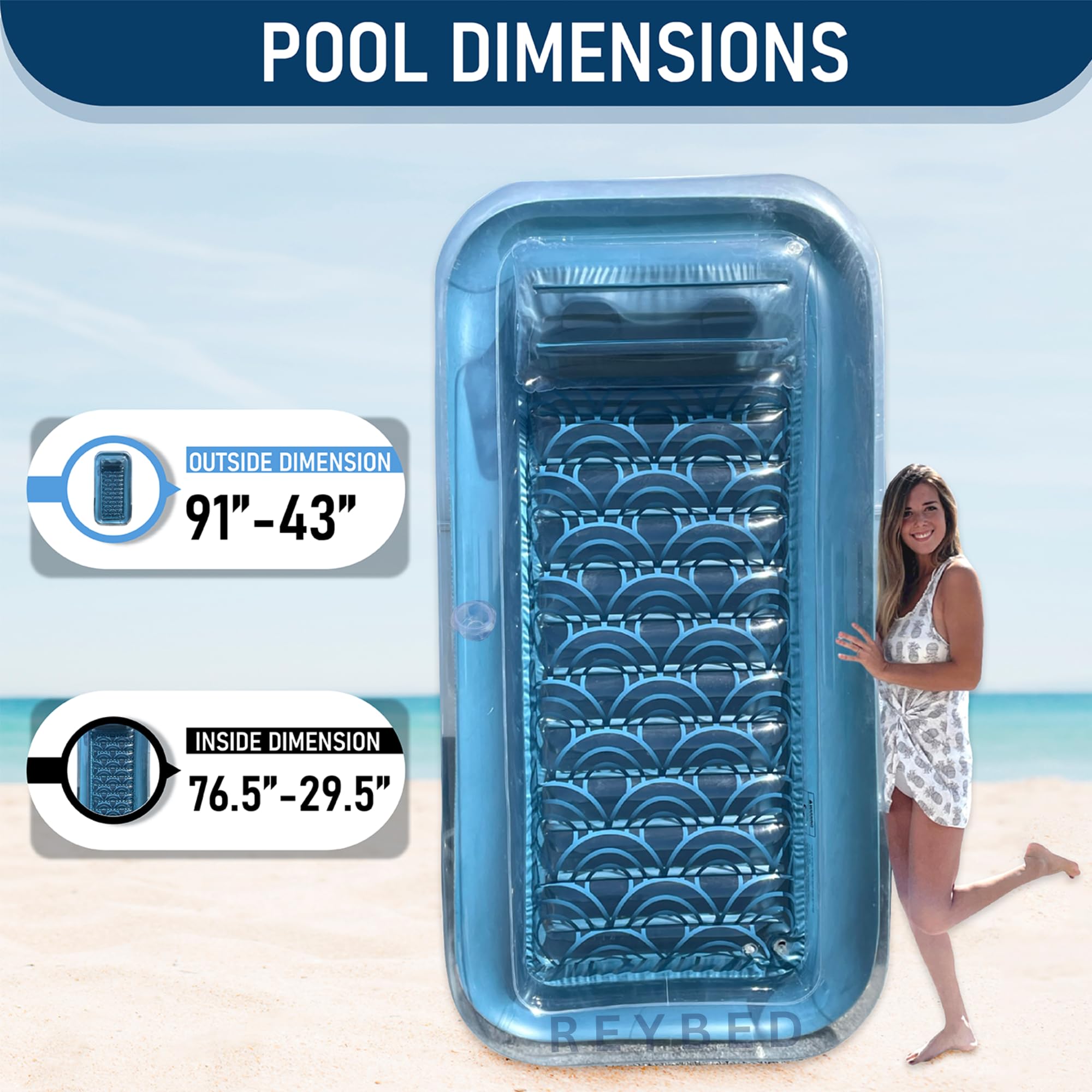 Rey INFLATABLES Inflatable Adult Tanning Pool I Suntan Tub – Outdoor Lounge Pool I Adult Kiddie Blow Up Pool I Blowup One Person Personal Pool for Relaxation and Sunbathing 4