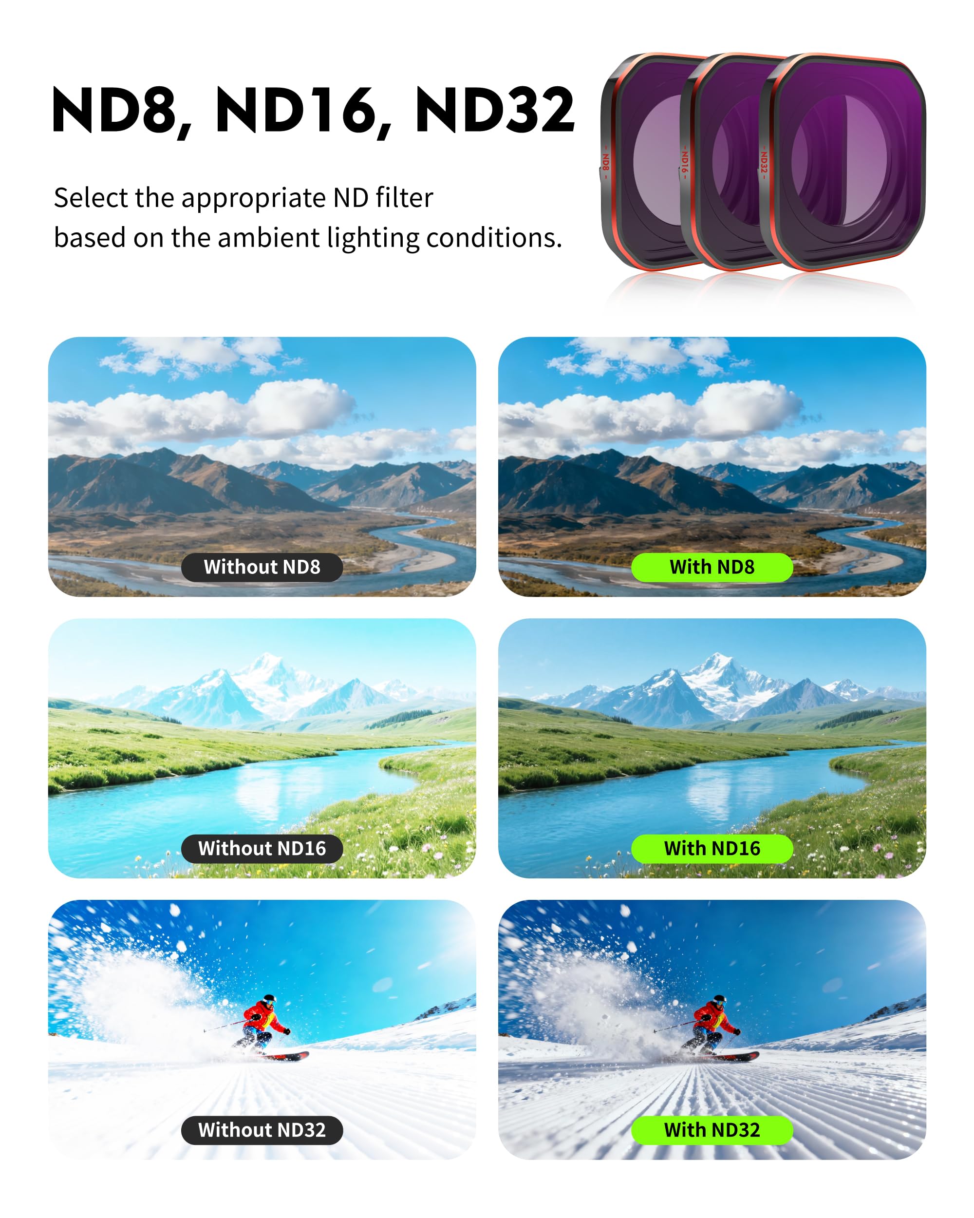 OfeooAi 4-Pack Hybrid ND/CPL Filter Set for Insta360 Ace Pro2 4