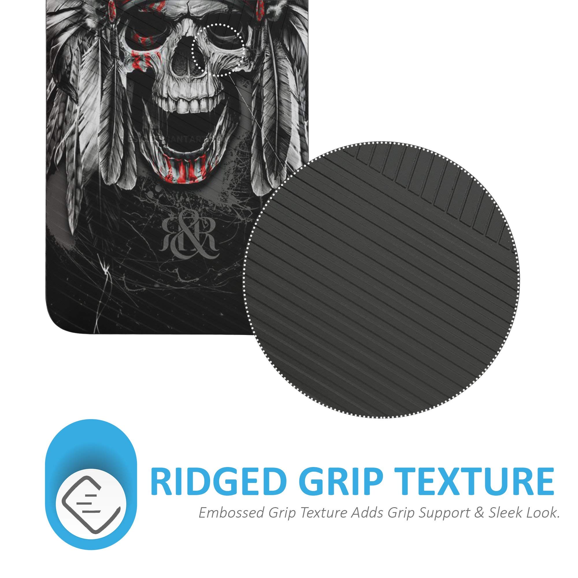 CasesOnDeck Case for Motorola Moto E5 Plus/Moto E5 Supra - Slim Fitted Hybrid Fusion Embossed Dual Layer Cover (Tribal Skull Warrior) 3