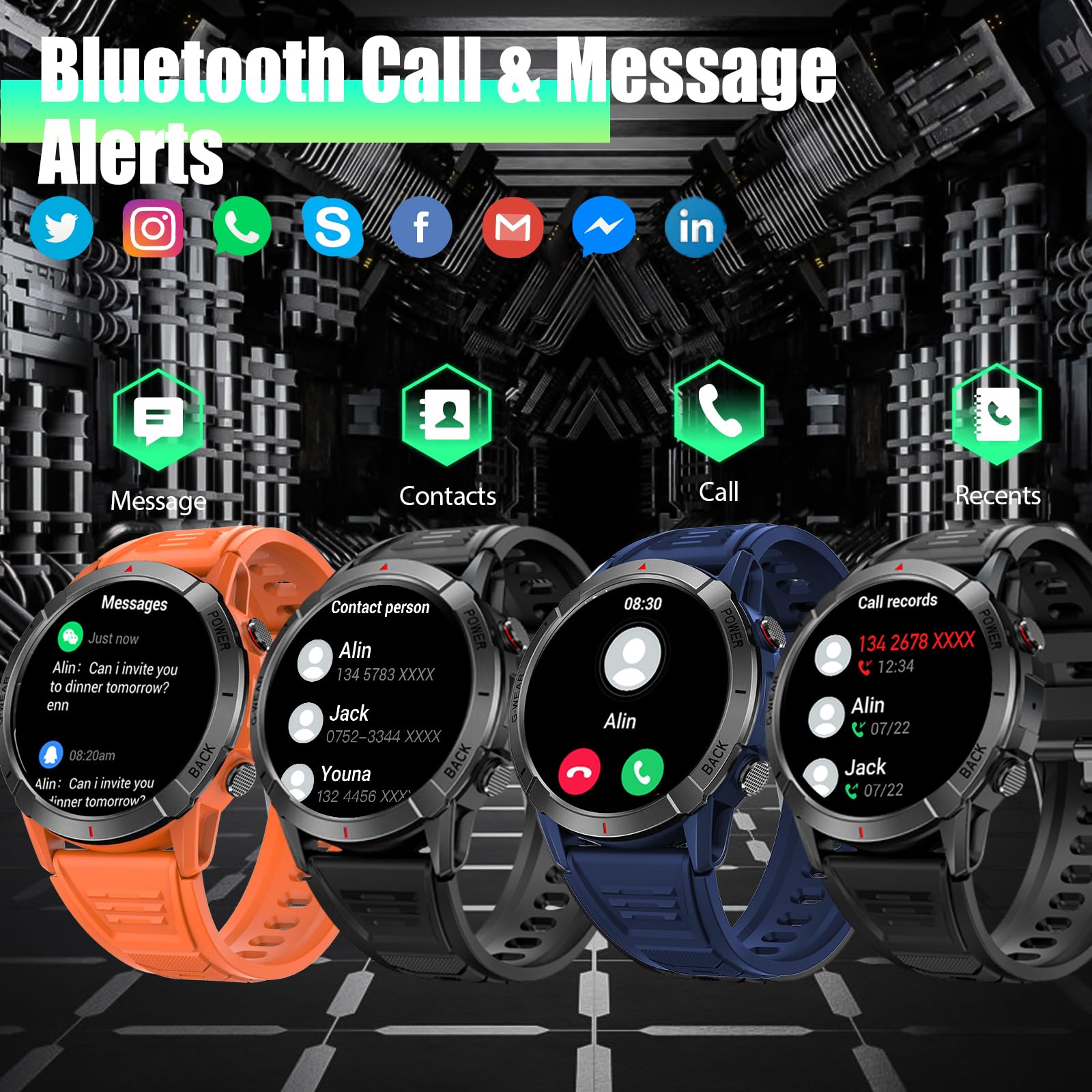 Bassizo Military Smart Watch for Men Make/Answer Calls 1.43" AMOLED Display 3