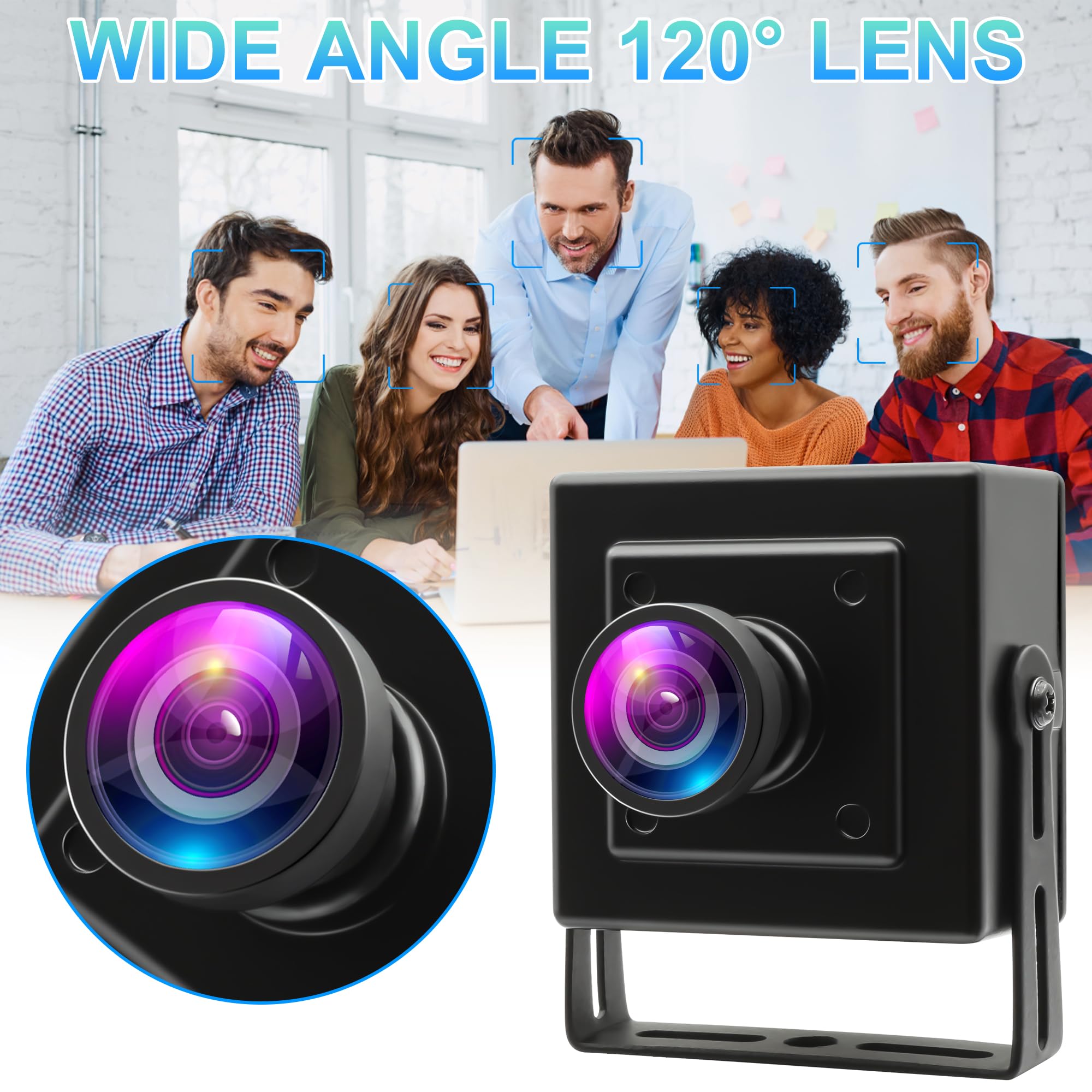 ELP 16MP Wide Angle USB Camera for Raspberry Pi and Computer 4K Web Camera for Desktop Computer Mini UVC USB2.0 PC Camera 120Degree Web Cam IMX298 Industrial Lightburn Camera for Laptop,Jetson Nano 2