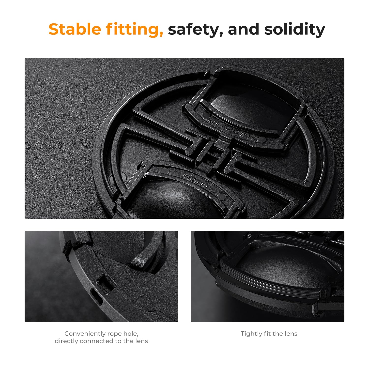 K&F CONCEPT 58mm Lens Cap Cover, 4-in-1 Center Pinch Lens Cover + Anti-Loss Keeper Leash + Microfiber Cleaning Cloth Kits + 3pcs Screen Protector Compatible with Canon 6
