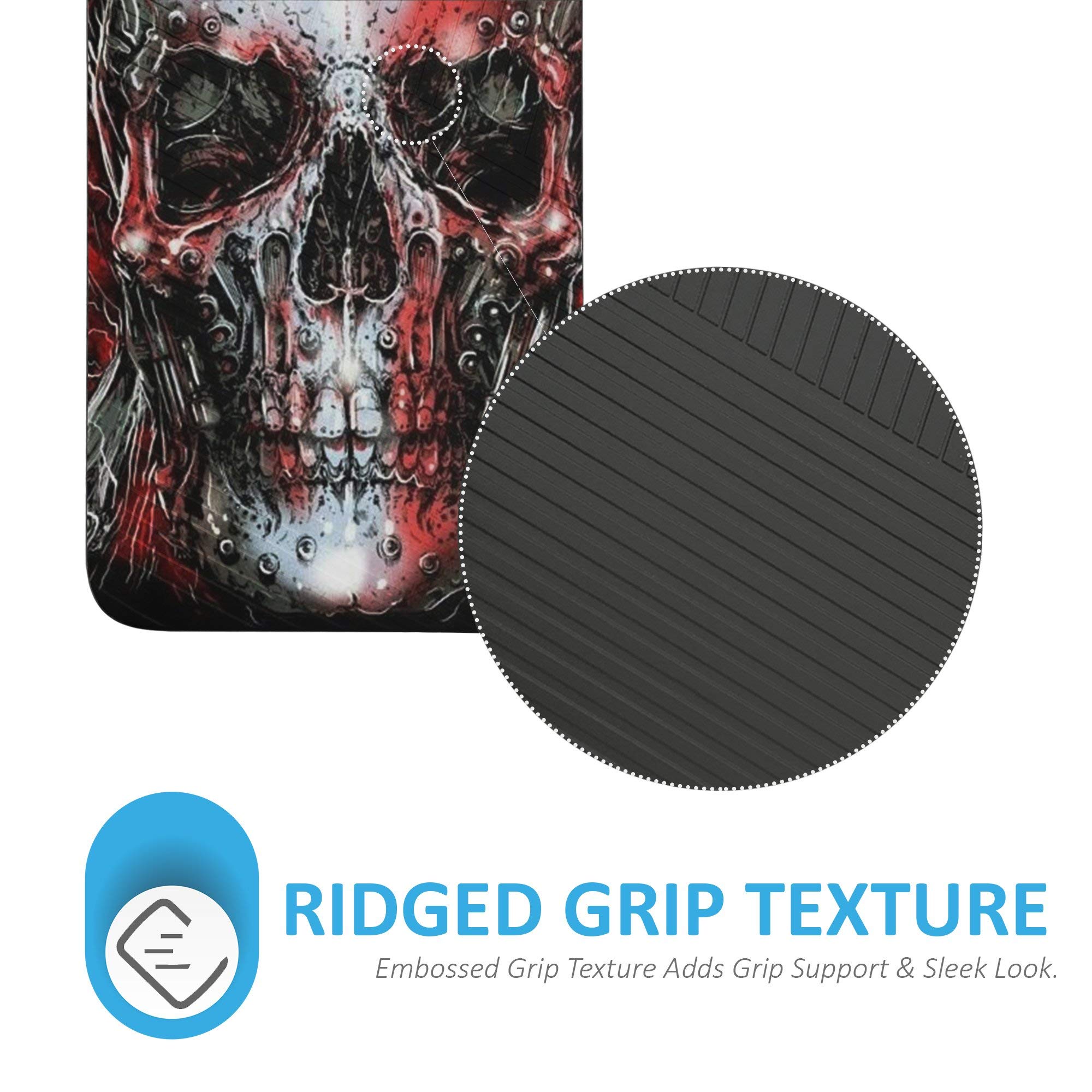 CasesOnDeck Case for Motorola Moto E5 Plus/Moto E5 Supra - Slim Fitted Hybrid Fusion Embossed Dual Layer Cover (Red Skull) 3