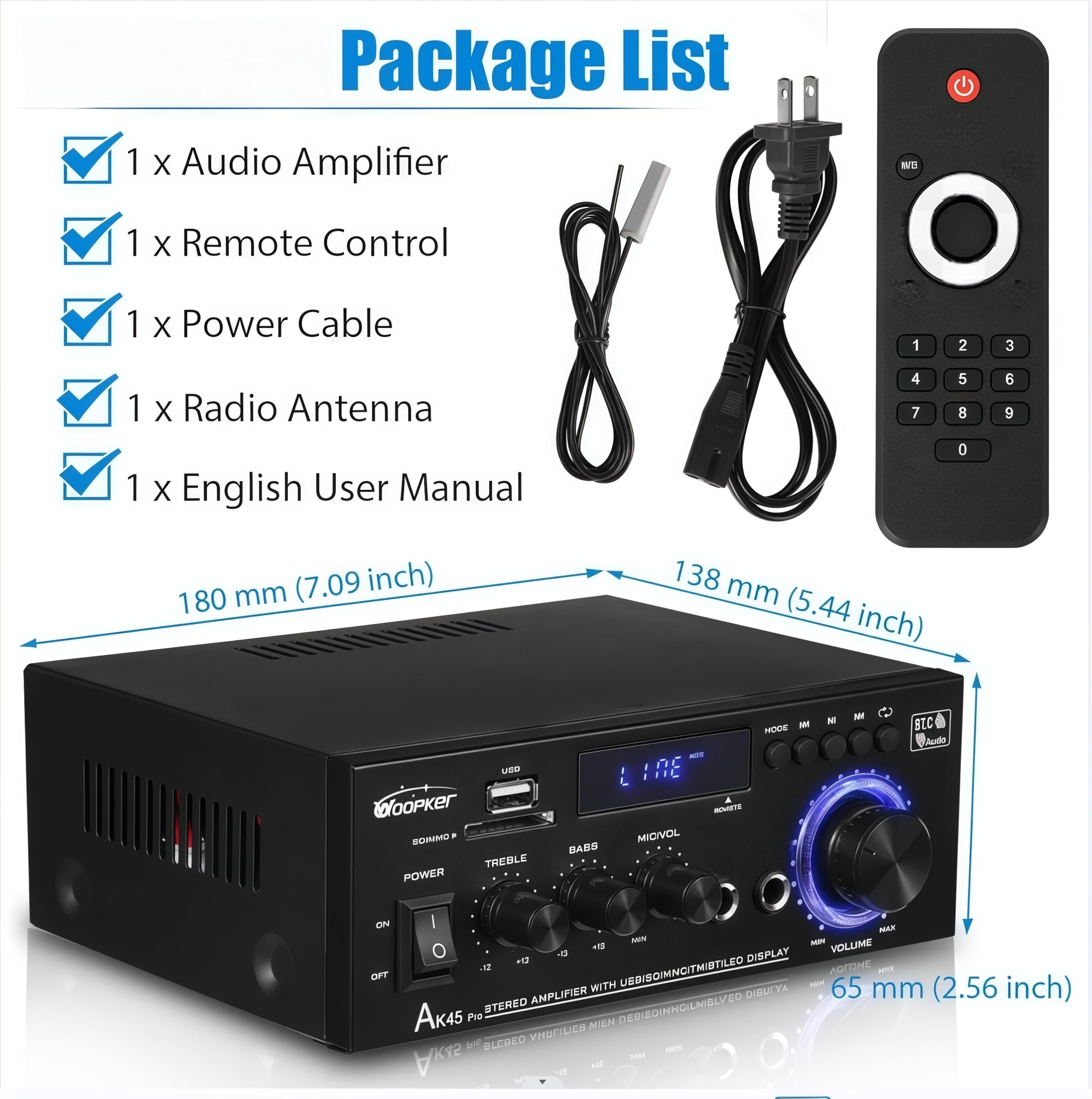 AK45 Pro Stereo Receiver and Audio Amplifier 6