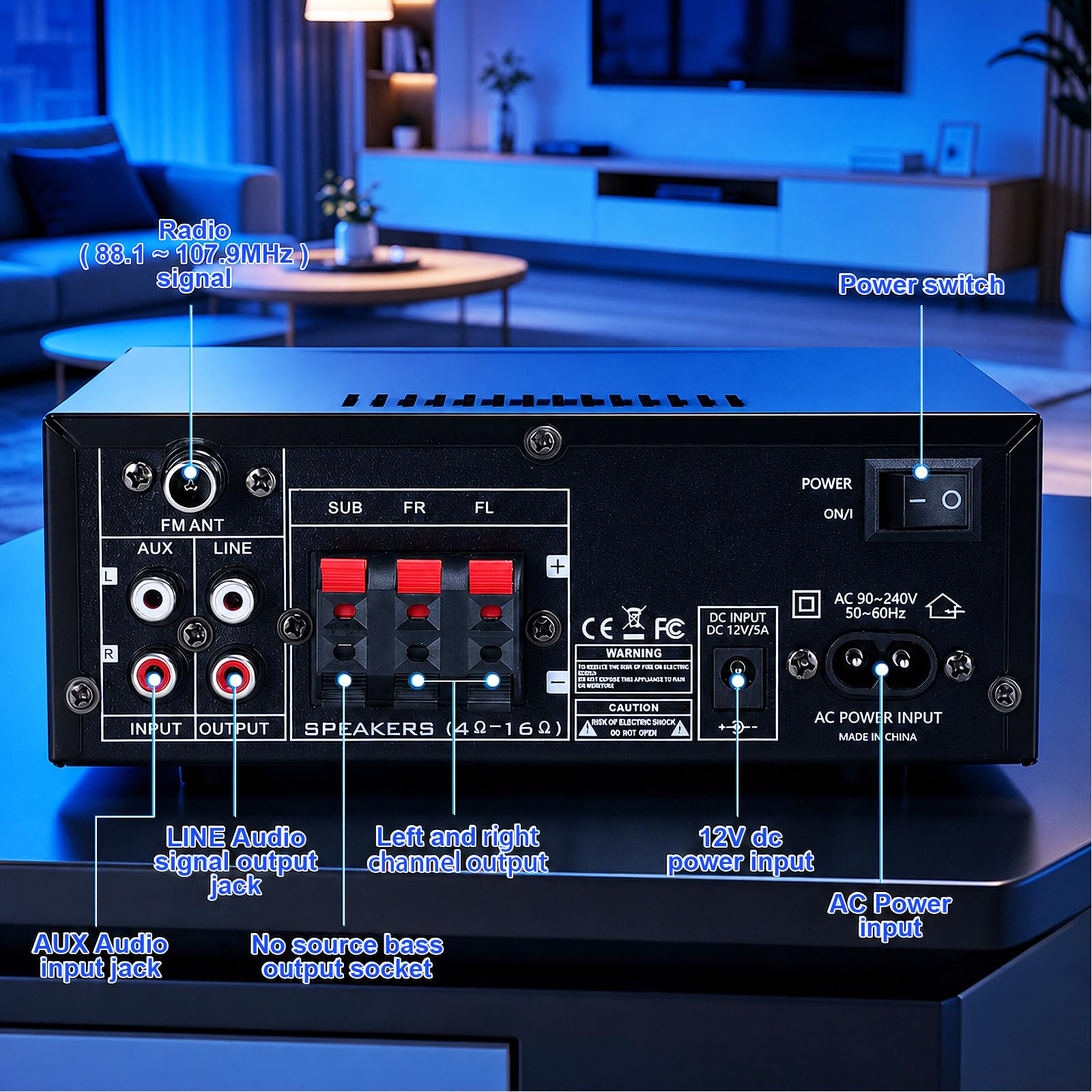 Joengoep AK52Max Home 400W 2.1 Channel Stereo Receivers with Bluetooth 5.0 4