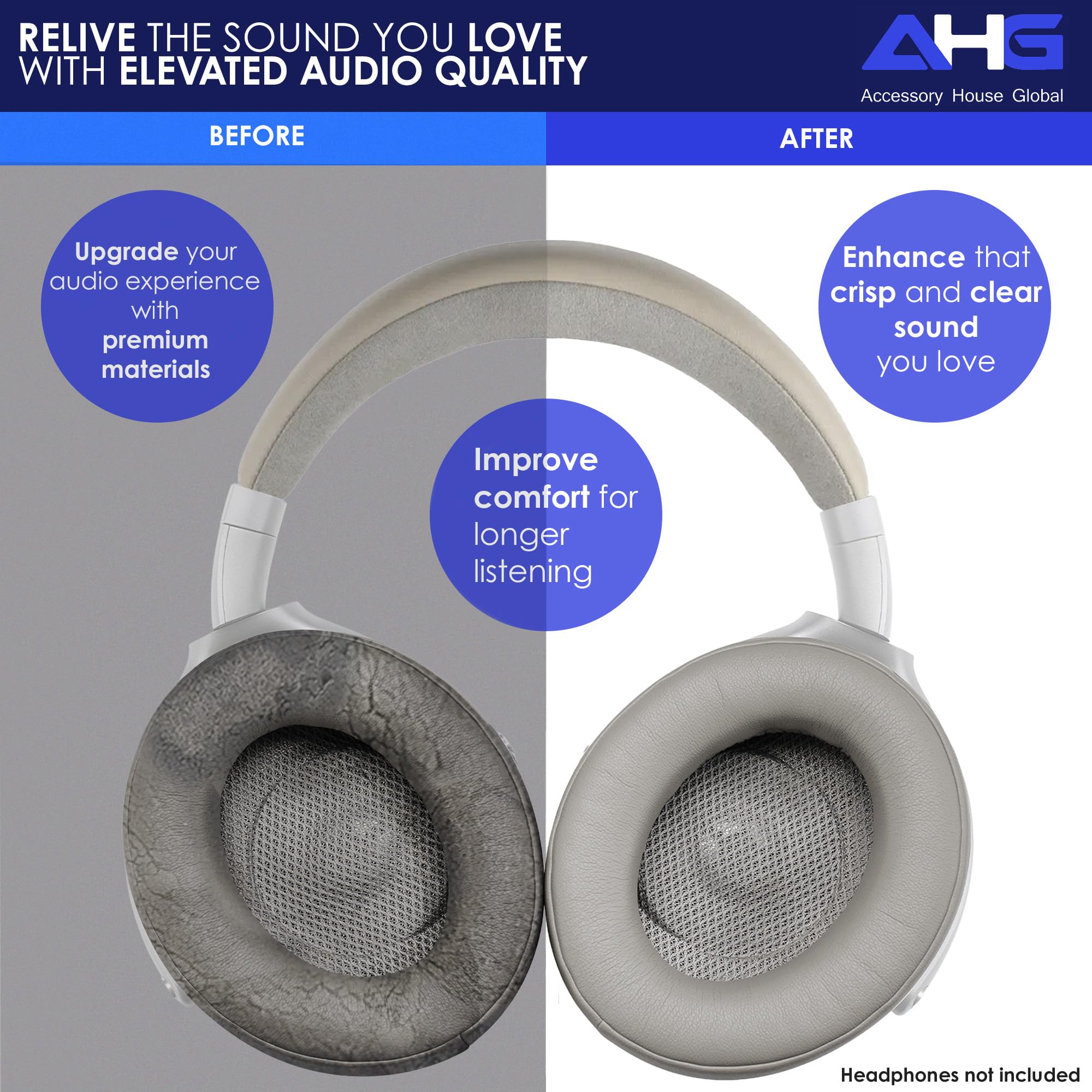 AHG Accessory House Global Premium Bathys Ear Pads Cushions Compatible with Focal bathys Headphones (Dune). Premium PU Leather | FlexiSoft High-Density Foam | Revive Noise Cancelling + Durability 4