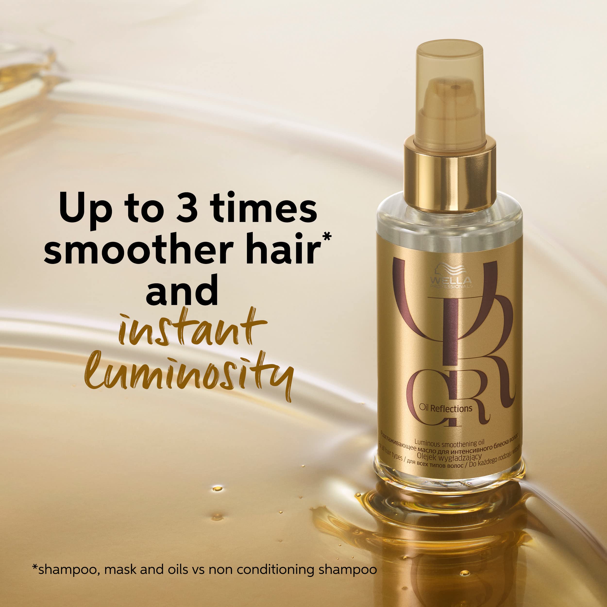 Wella Professionals Oil Reflections Luminous Smoothening Hair Oil | 100 ml | Non-Sticky Hair Treatment | Avocado & Macadamia Seed Oils | For a Glossy Hair Shine 2
