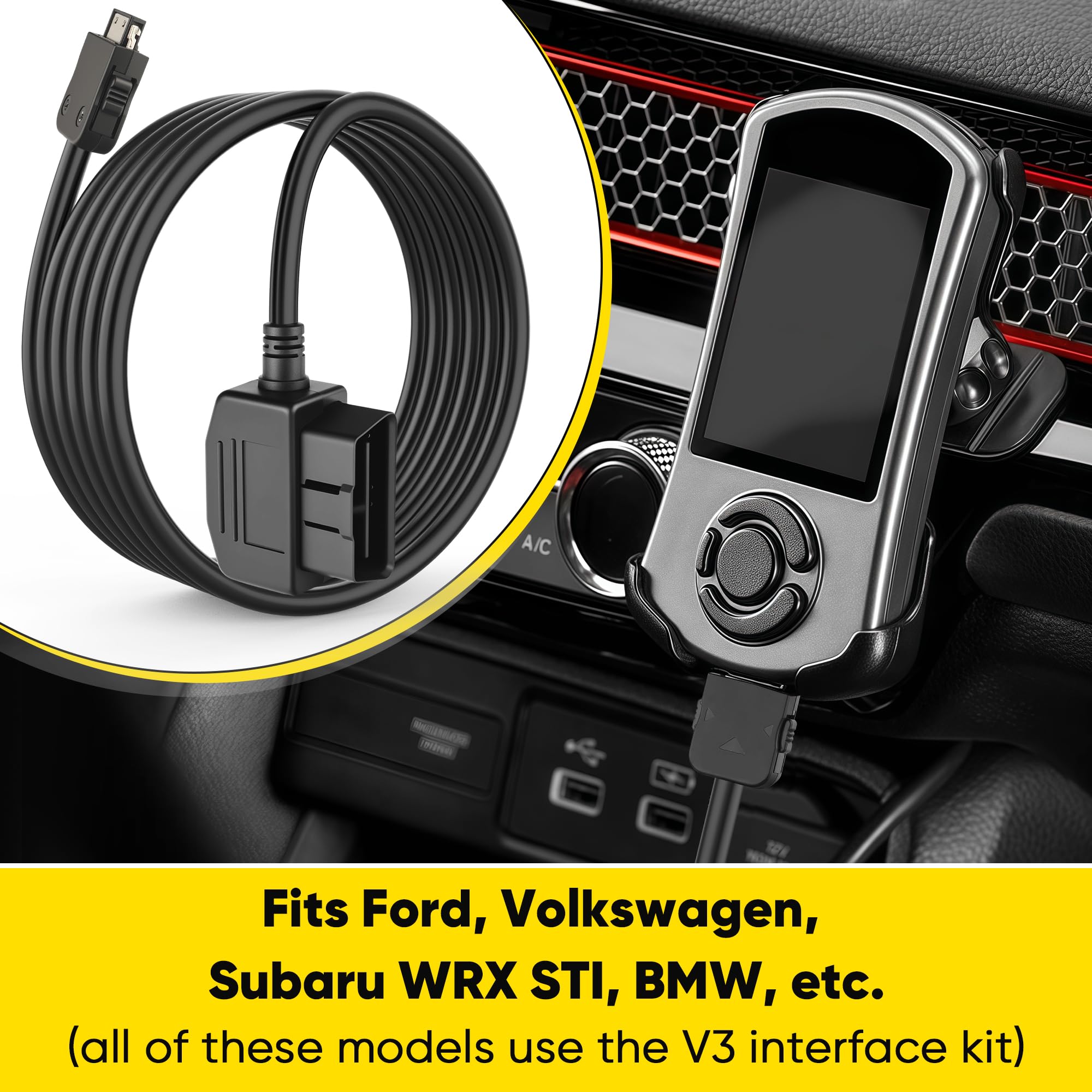 Plozoe Access Port OBD2 OBDII Cable Compatible with Cord V3 Sub-aru Ford VW WRX STI Focus Evo BMW Fits All Cars that use V3 Accessports 6.5 ft 5