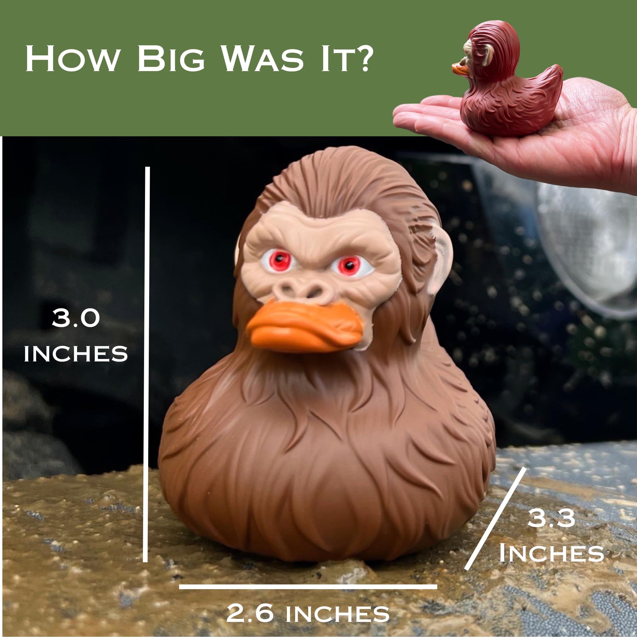 Bigfoot Rubber Ducks for Jeeps - Funny Jeep Ducks for Ducking - Ford Bronco Accessories for Squatching - Bigfoot Gifts for Men Women - Sasquatch Bath Toys for Kids - 3 Inch Size (Brown, 1) 3