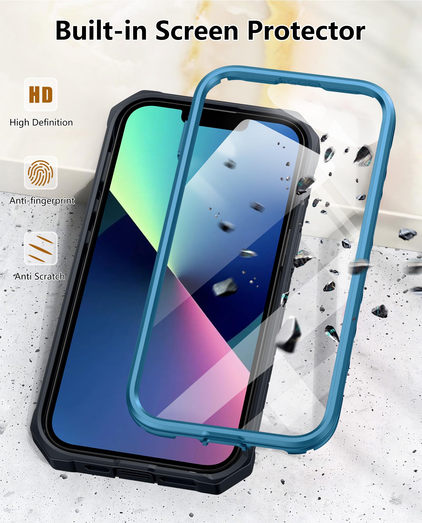 for iPhone 13/14/15 Phone Case: for iPhone 16e Protective Cover with Belt Clip Holster | Durable Dual-Layer Design with Built-in Kickstand | Heavy Duty Military Grade Hard Protection Shock Proof 5