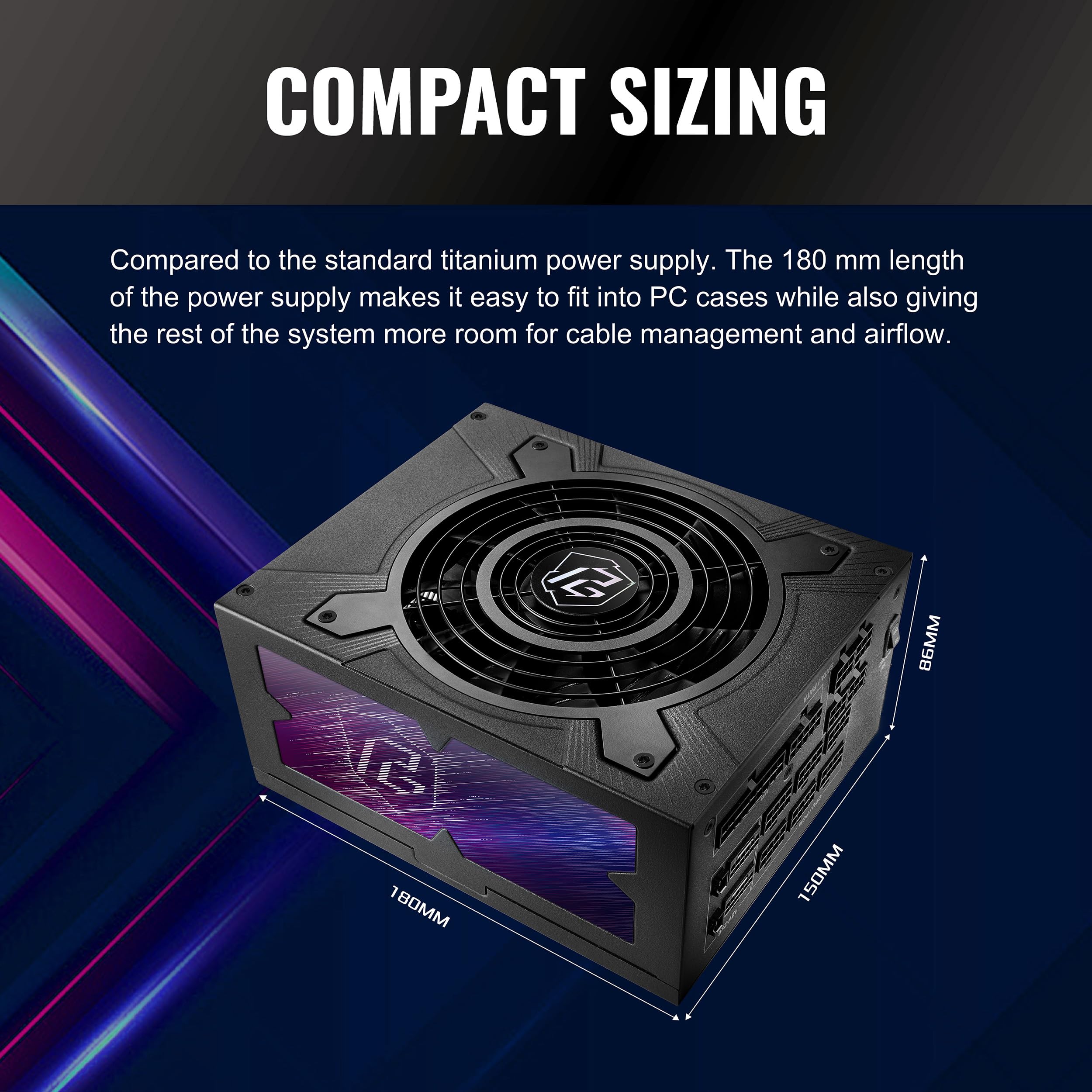 ASRock Phantom Gaming PG-1300G ATX 3.1 1300W Power Supply PCle5.1 10 Years Warranty Fully Modular Japanese Capacitor 80 Plus Gold Cybenetics Platinum 12V-2x6 Cables 4