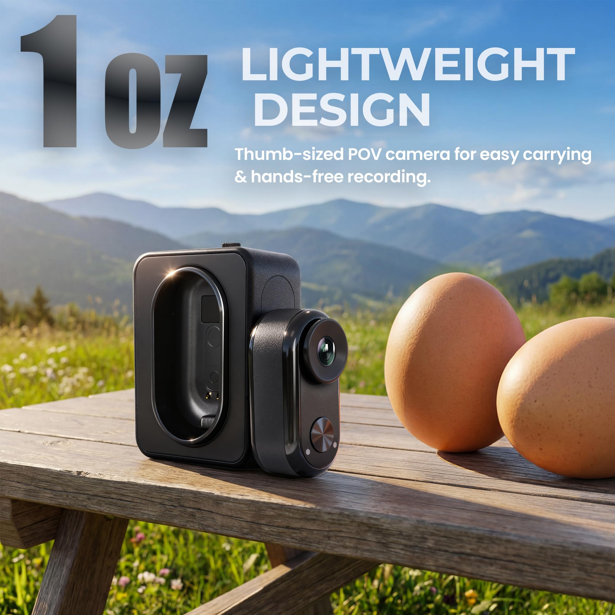 AIJOLLY 4K Mini Body Camera, 64GB Wearable POV Thumb Cam with Charging Case, 6-8H Total Runtime, App GPS Data Overlay & AI Recognition, Magnetic Action Cam with Stabilization 6