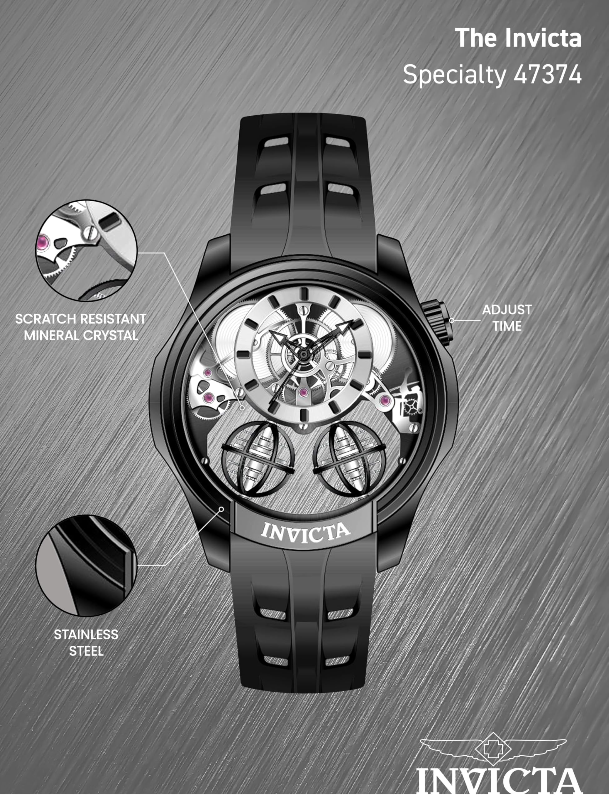 Invicta Specialty Quartz Black Dial Men's Watch 47374 4