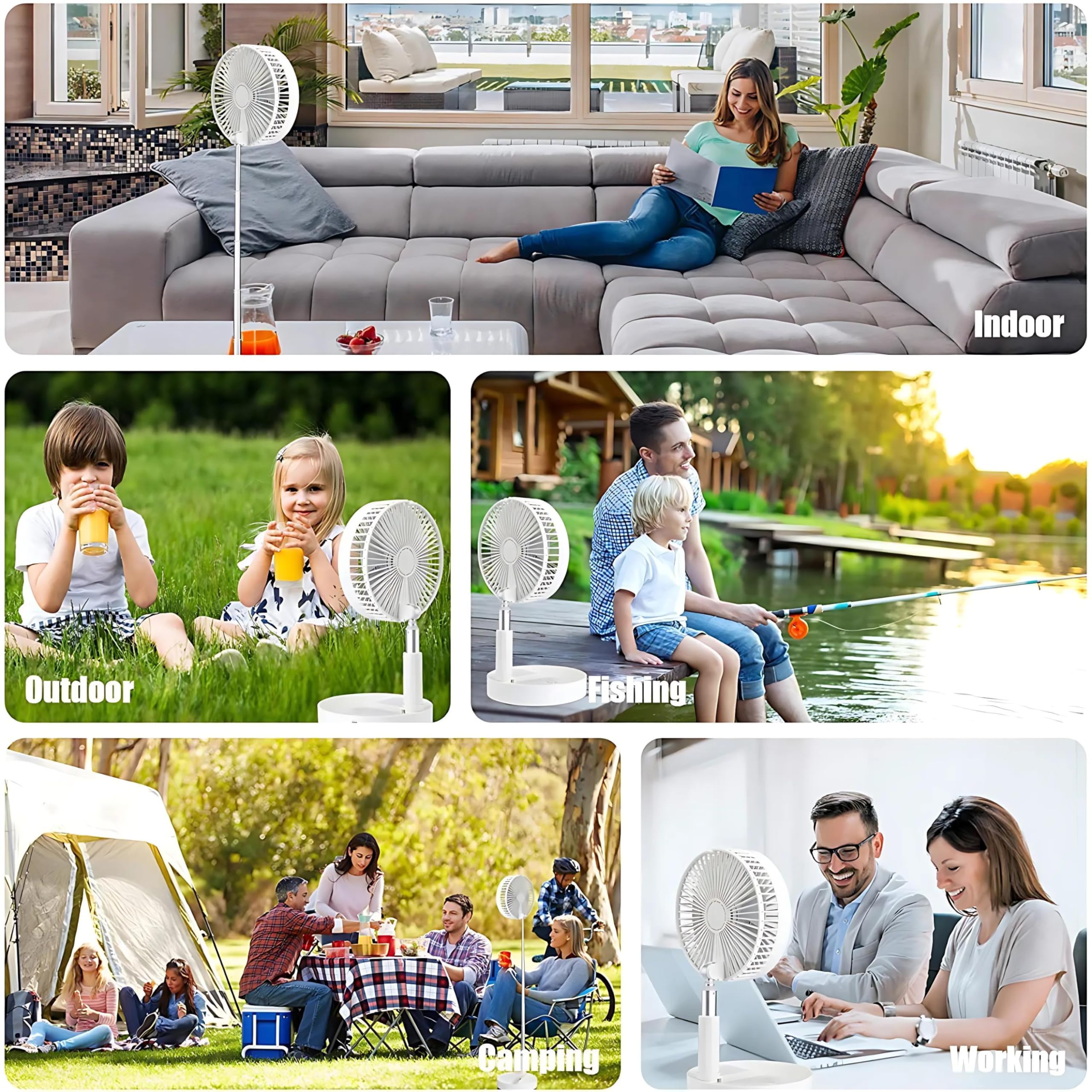 Mabron Upgraded Oscillating Fan Height Adjustable Folding & Portable Fan Rechargeable Battery Operated Fan with 4 Speeds Strong Wind for Home Travel Camping Fan-𝟏𝟓 𝐘𝐞𝐚𝐫𝐬 𝐖𝐚𝐫𝐫𝐚𝐧𝐭𝐲 5