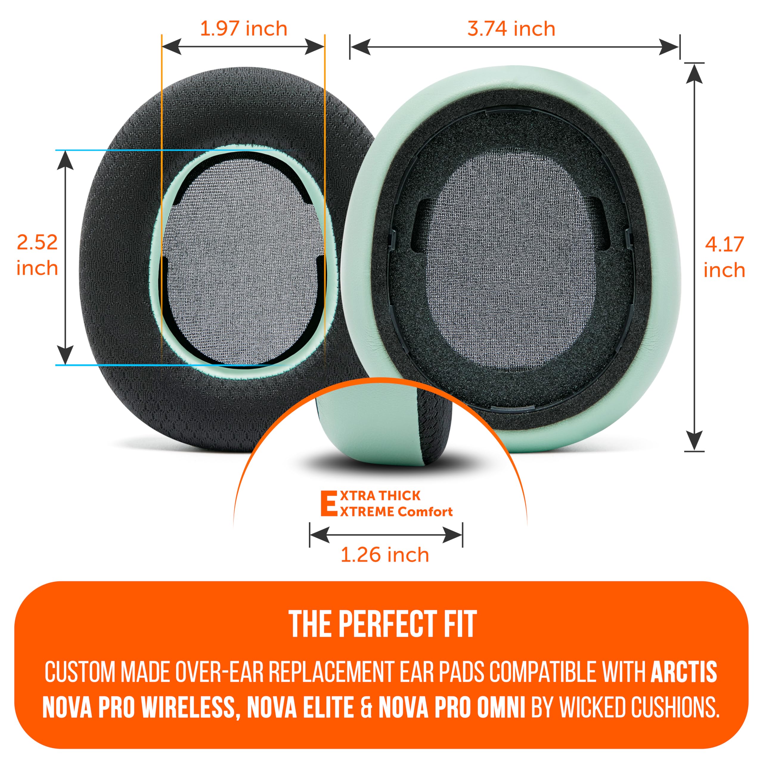 WC Freeze Nova Pro Wireless - Cooling Gel Earpads for Arctis Nova Pro Wireless, Nova Elite & Nova Pro Omni (Doesn’t Fit Other Models), by Wicked Cushions, Extra Thick & Comfortable | Mint 6