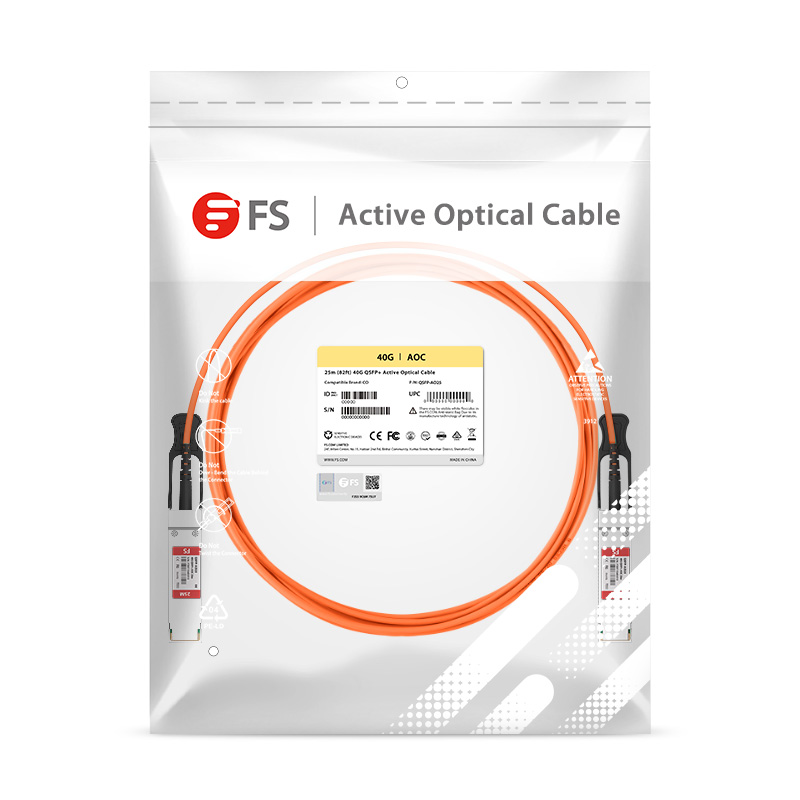 25m (82ft) Generic Compatible 40G QSFP+ Active Optical Cable 6