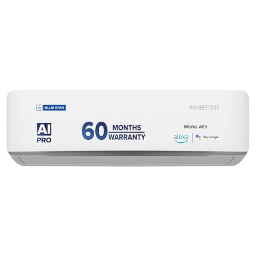 Blue Star 1.5 Ton 5 Star, 60 Months Warranty, Wi-Fi Smart Inverter Split AC (Copper, Convertible 5 in 1 Cooling, AI Pro, DigiQ Hepta Sensors, 4 Way Swing, IE518ZNURS, White)