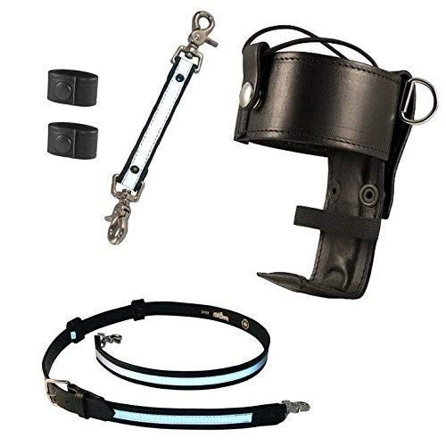 Firefighter 5 in. Adjustable Radio Holder Bundle – Includes Anti-Sway Strap & 2 Cord Keepers – Secure No-Bounce Radio Strap Holder for Turnout Gear, Leather/Reflective