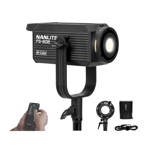 NANLITE FS-60B 70W Bi-Color LED Spotlight, Compact Camera Mount Photography Continuous Lighting with APP Control, CRI≥96 TLCI≥97, for YouTube Studio, Filmmaking, Live Streaming