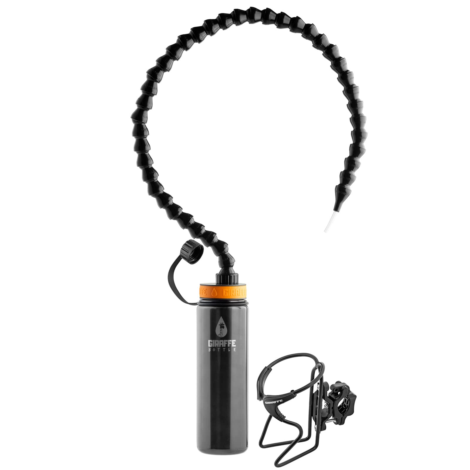 Giraffe Bottle Tower Hands Free Drinking System, Insulated Stainless Steel Bottle, with Round Tube Mounted Bottle Holder (Length 36 in / 91 cm)
