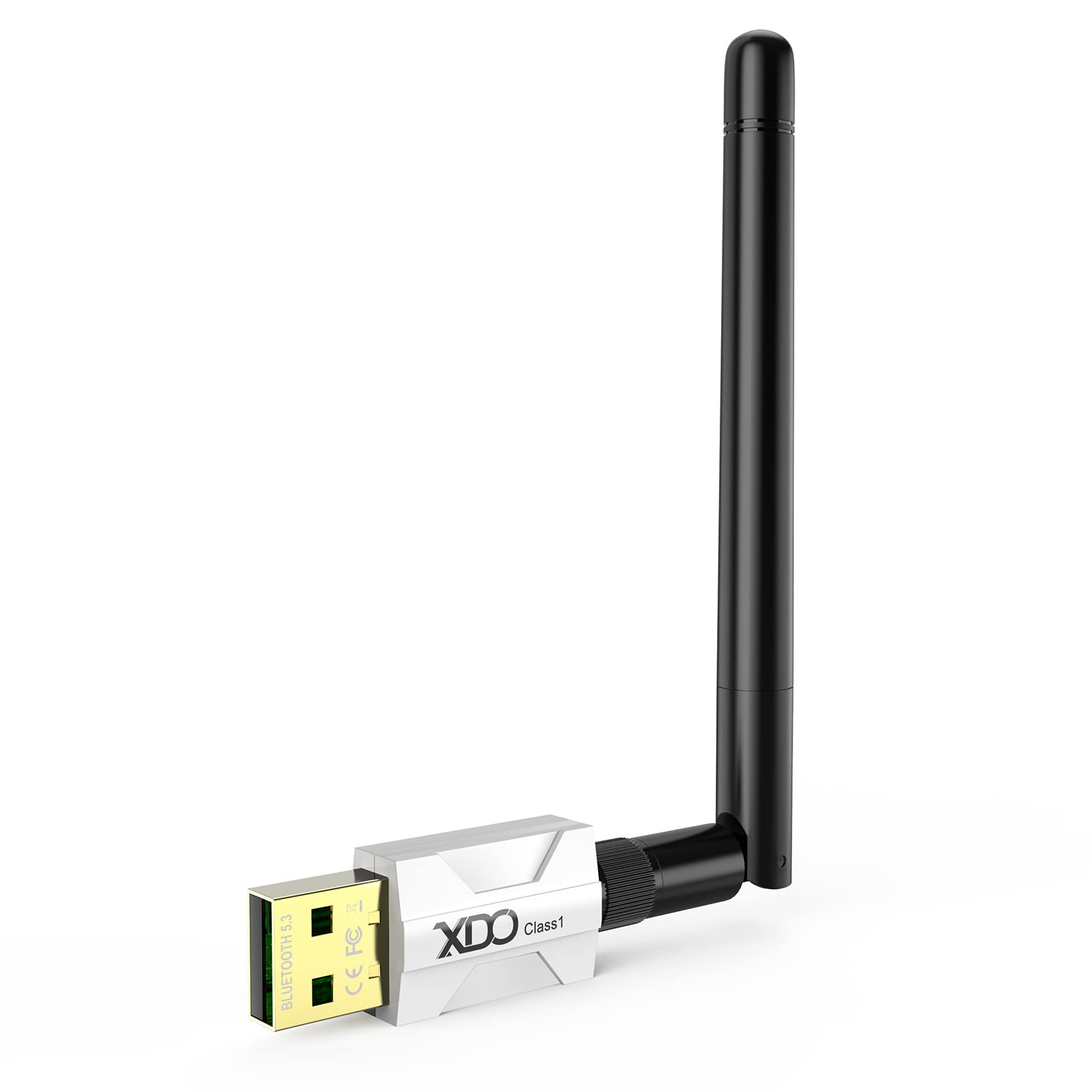 Long Range USB Bluetooth 5.3 Adapter for PC Real Plug & Play Class 1 Bluetooth Dongle EDR 328FT/100M Wireless Transfer Transmitter Receiver for Bluetooth Support Win11/10/8.1 (white-20)