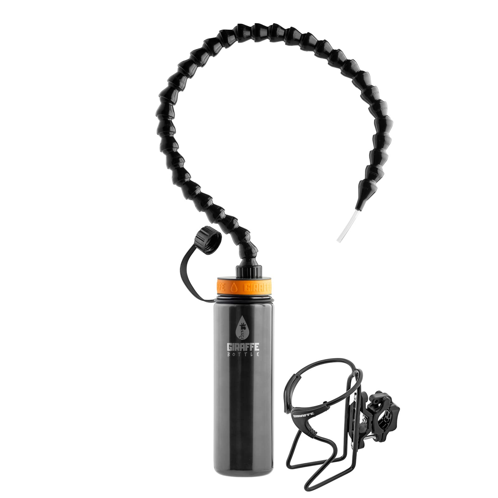 Giraffe Bottle Tower Hands Free Drinking System, Insulated Stainless Steel Bottle, with Round Tube Mounted Bottle Holder (Length 30 in / 76 cm)