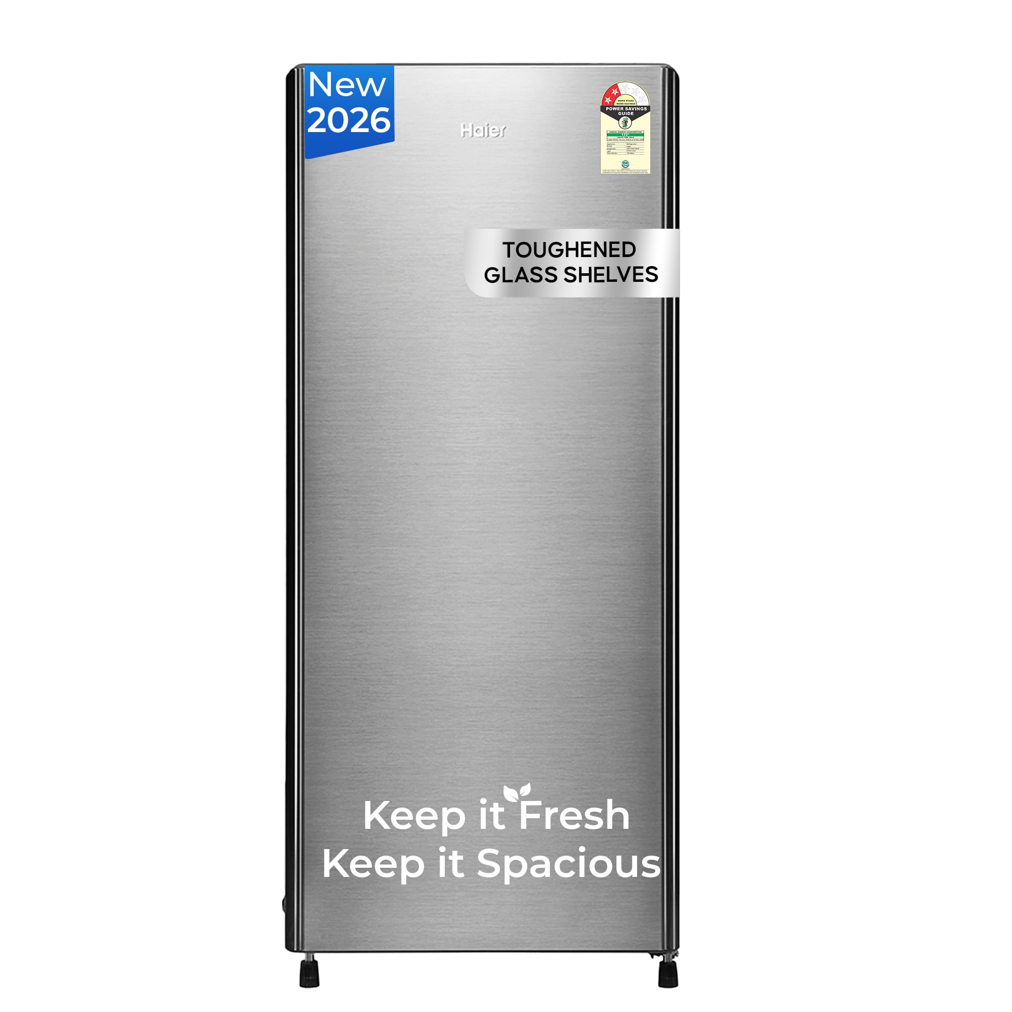 Haier 190 L 2 Star Direct Cool Single Door Refrigerator with Fast Ice Making, Easy Clean Back, Large Vegetable Box (HED-202TMSA-N, Moon Silver, 2026 Model)
