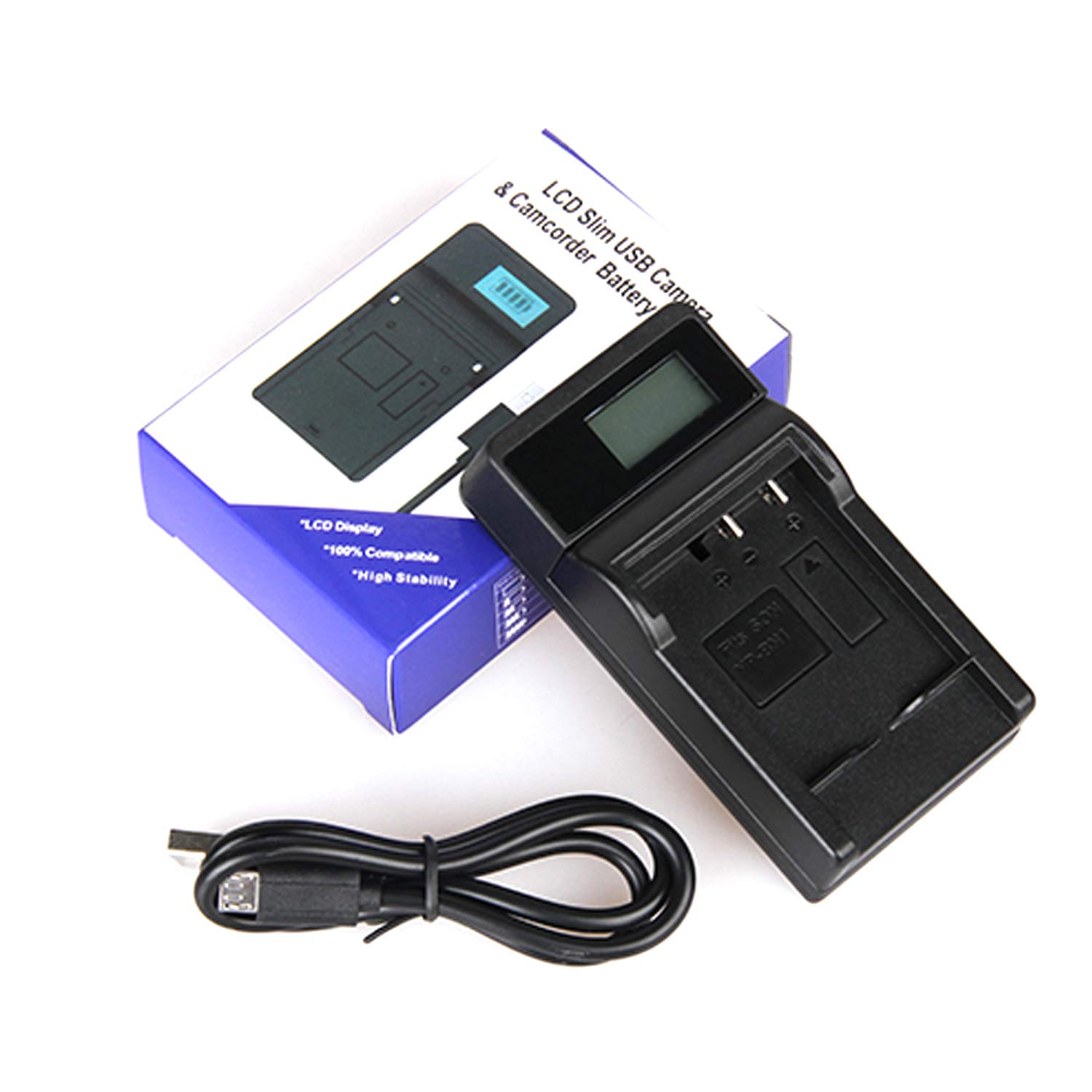 LCD USB Travel Battery Charger for Nikon Coolpix S1000pj, S1100pj, S1200pj Digital Camera