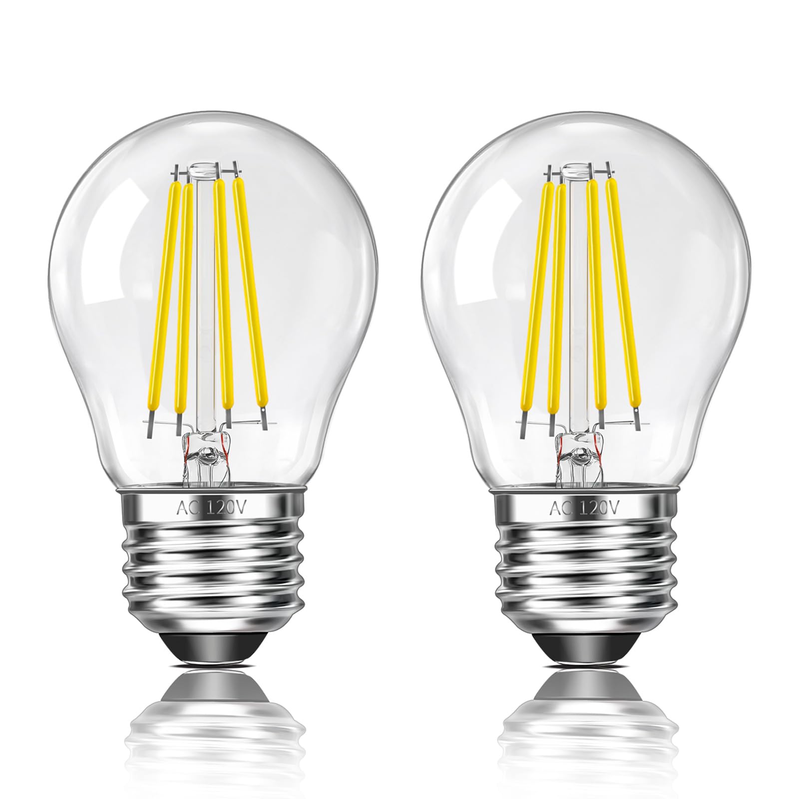 G45 LED Edison Filament Bulb 4W (40 Watt Equivalent), 5000K Daylight LED Refrigerator Light Bulb, E26 Base Clear Glass Small Globe Light Bulbs for Pendant Lights & Chandeliers, Non-Dimmable, 2 Pack