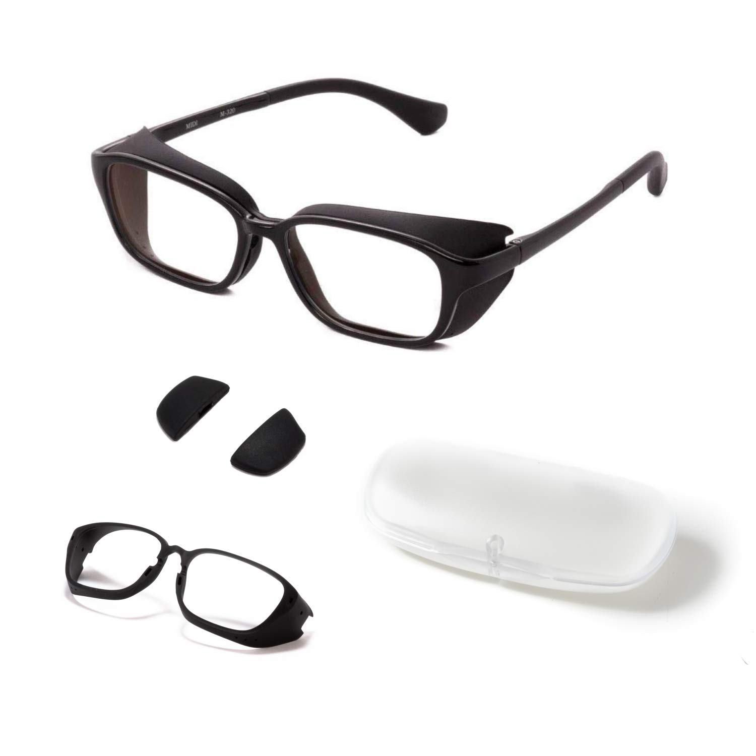 MIDI Anti Pollen Glasses for Hay Fever Protection with Removable Shields | Modern Blue Light Blocking Computer Glasses | UV and Blue Light Blocking Lenses (m320c1-black-us)