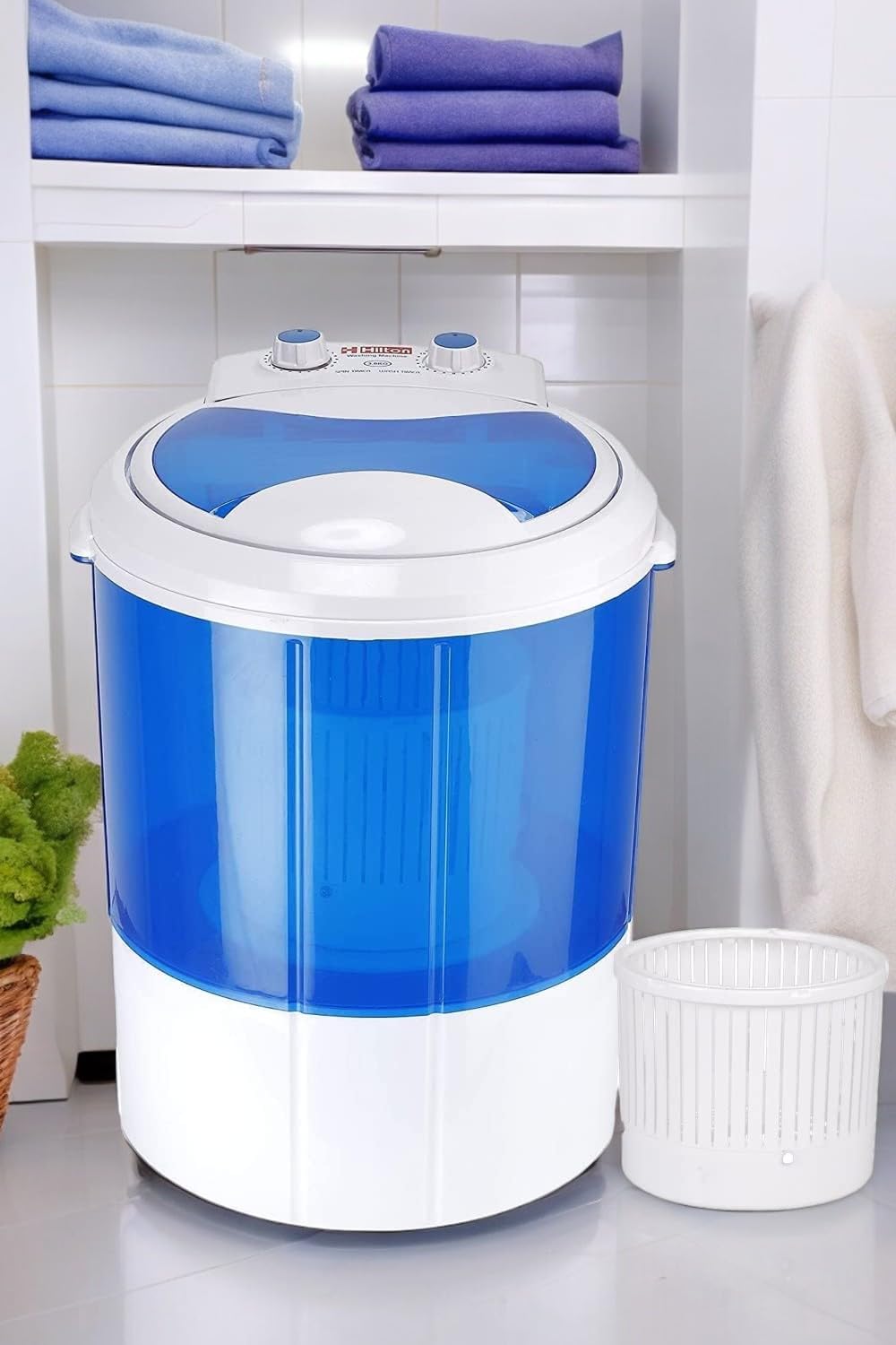 Hilton 3 kg Single-Tub Washing Machine with Spin Dryer Portable Single Tub Washer - The Laundry Alternative Portable Clothes Washer Travel Washing Machine With Spin Dryer. (Canna Maroon)