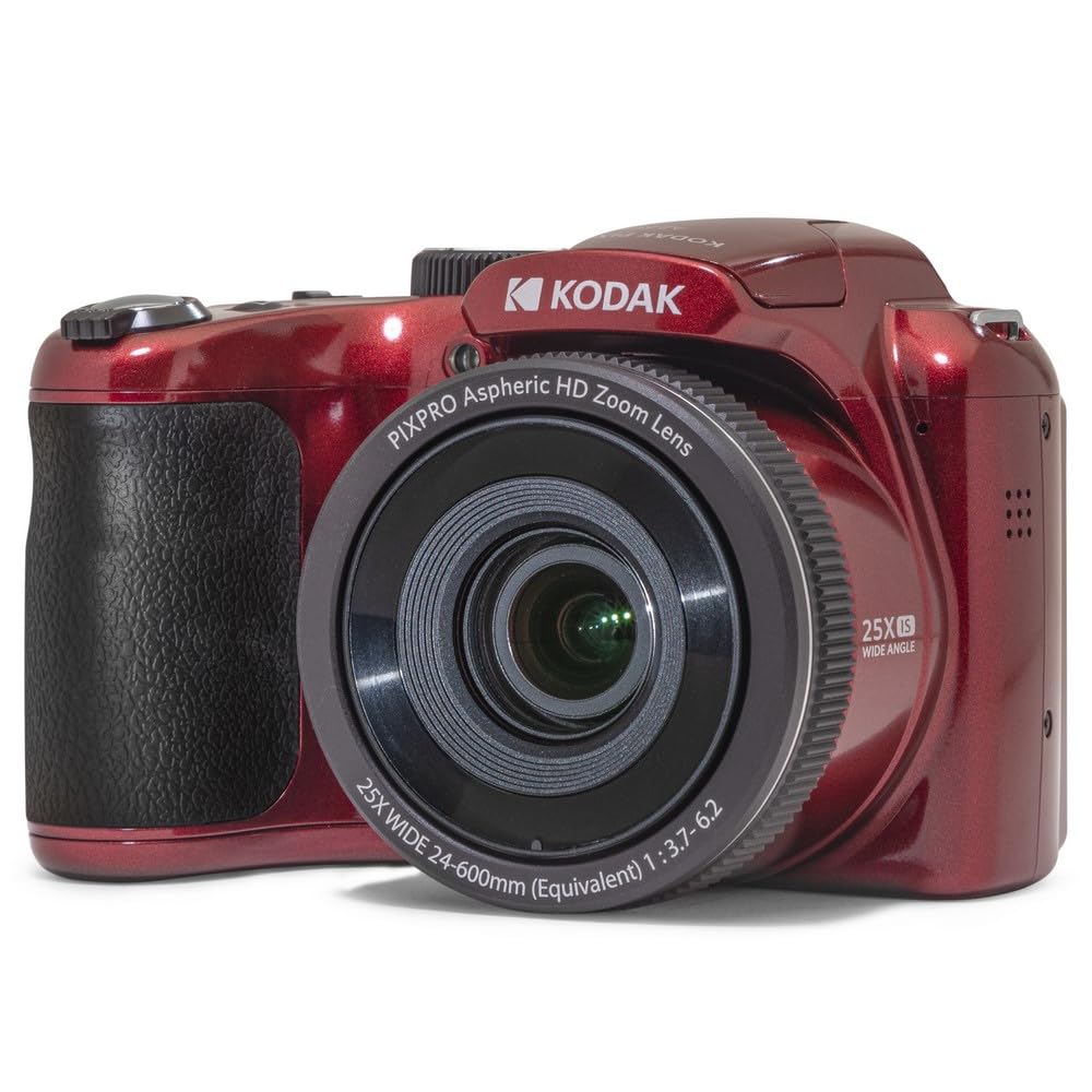 KODAK PIXPRO AZ255 16MP Digital Camera, 25x Optical Zoom, AA, OIS, Red