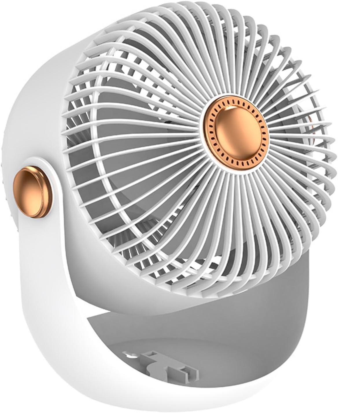 Akari AK-6 Rechargeable Table Fan | Battery Operated Mini Fan with USB Type-C & LED Light | 3 Speed Portable Desktop Fan for Home & Office Use | White